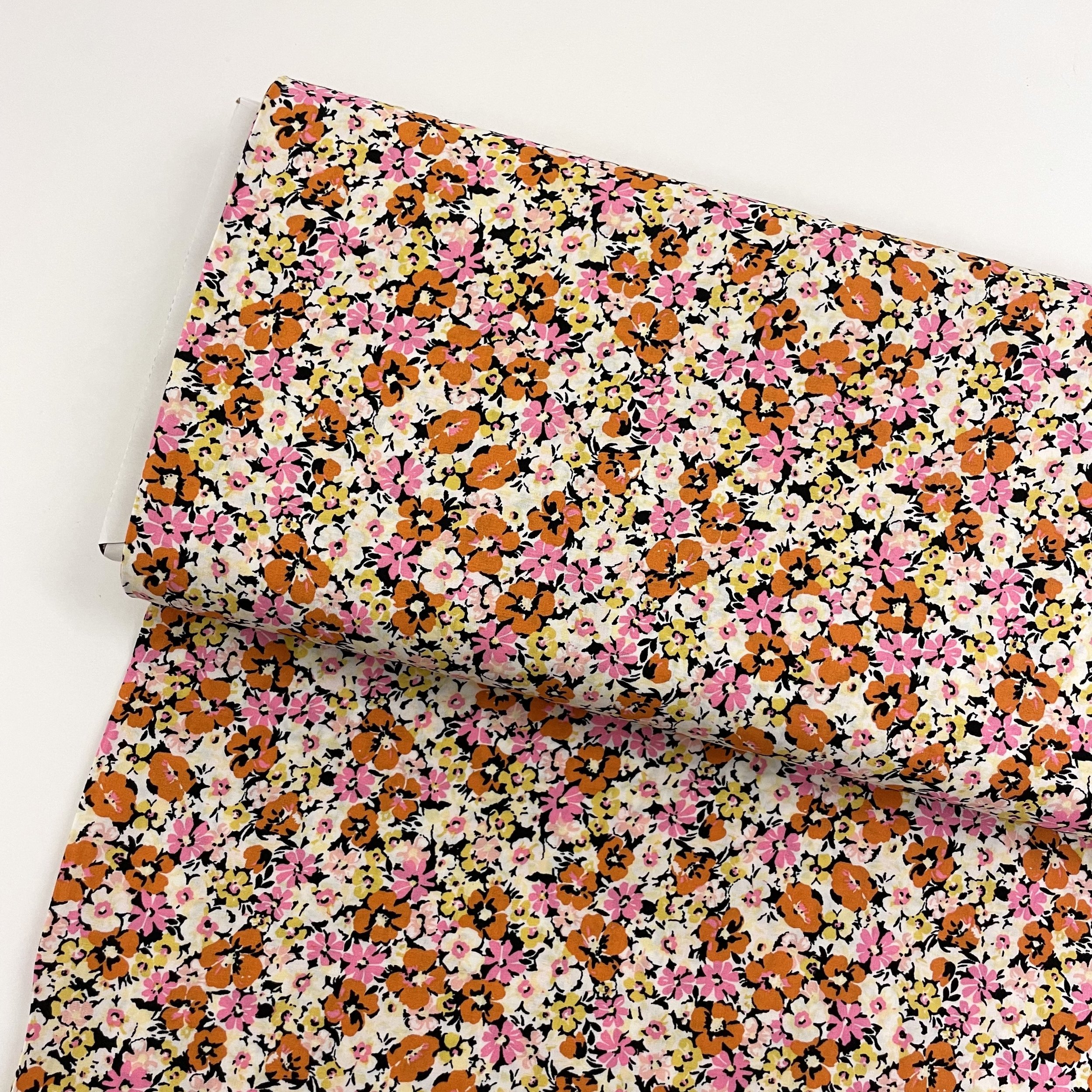 Hey Sew Sister - Penelope - Vintage Floral Viscose Fabric - Orange 1 .jpeg