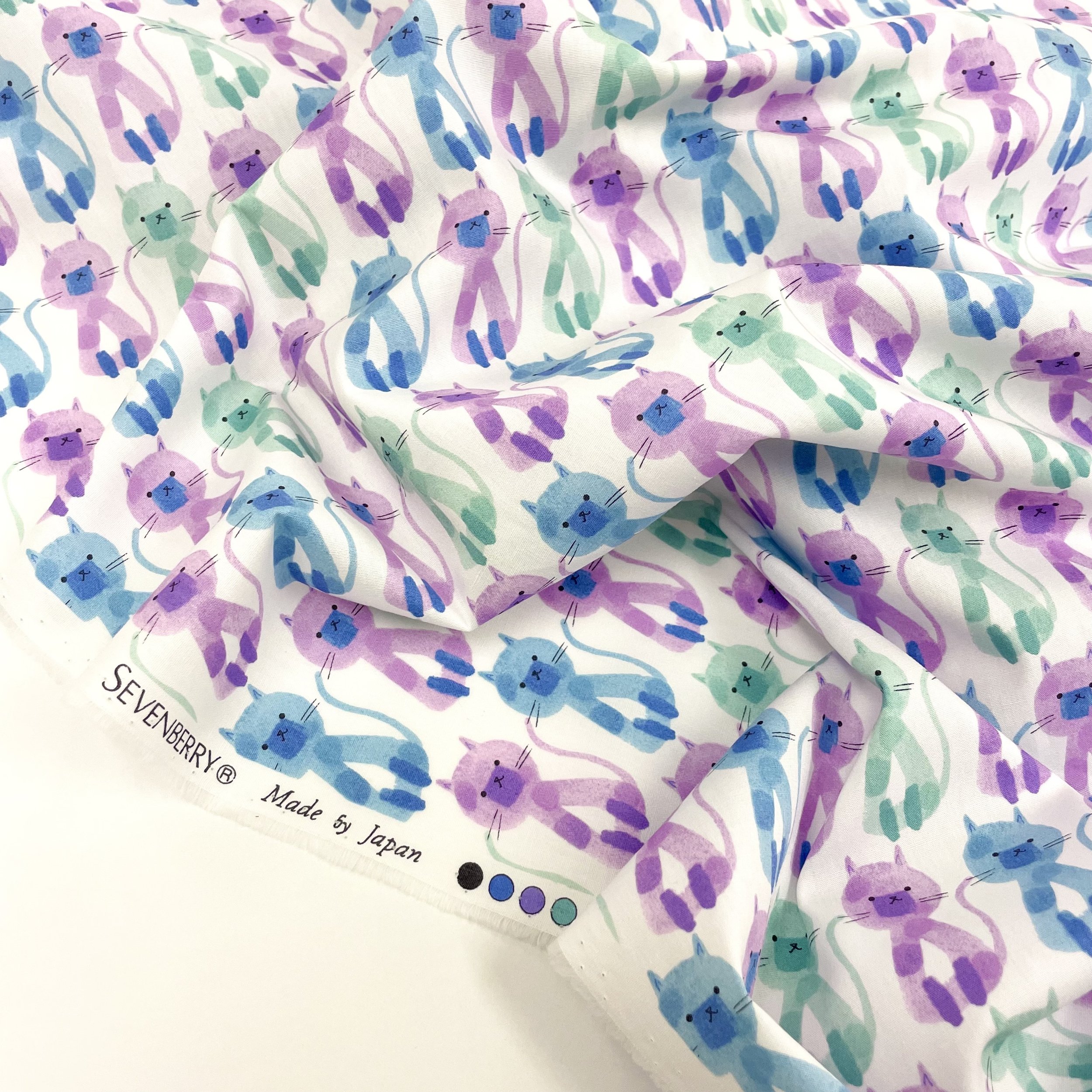 Sevenberry - Cats Cotton Fabric - Pastel Cats Fabric - 2.jpeg