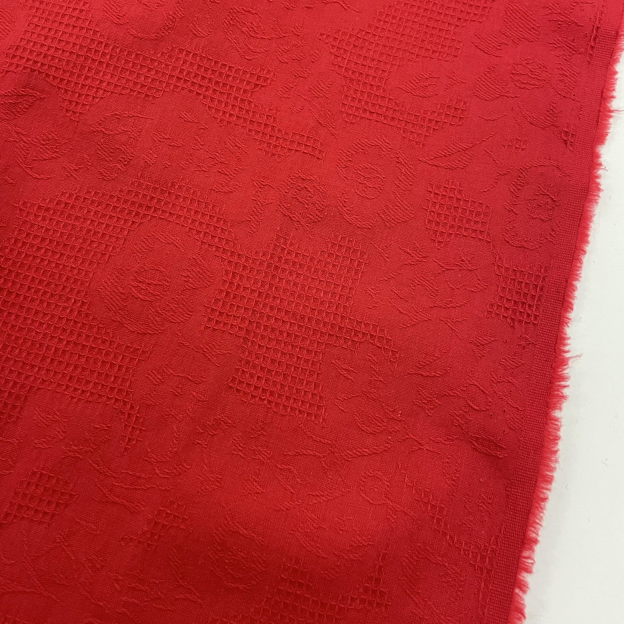 Hey Sew Sister - Floral Waffle Jacquard Cotton Fabric - Rouge 2.jpeg