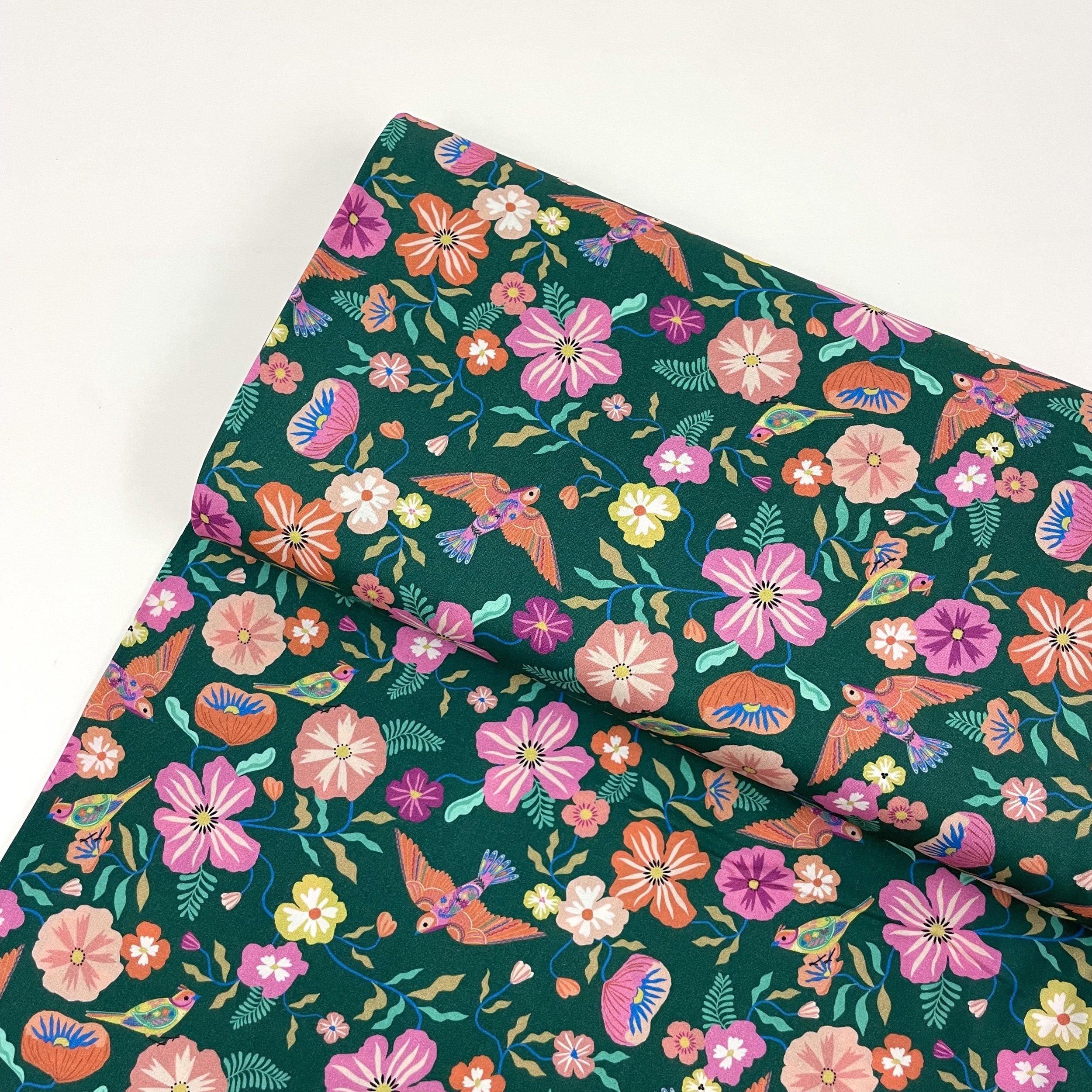 Hey Sew Sister - Dashwood Songbird Rayon in Green by Bethan Janine - Rayon Viscose Bird Fabric 1.jpeg