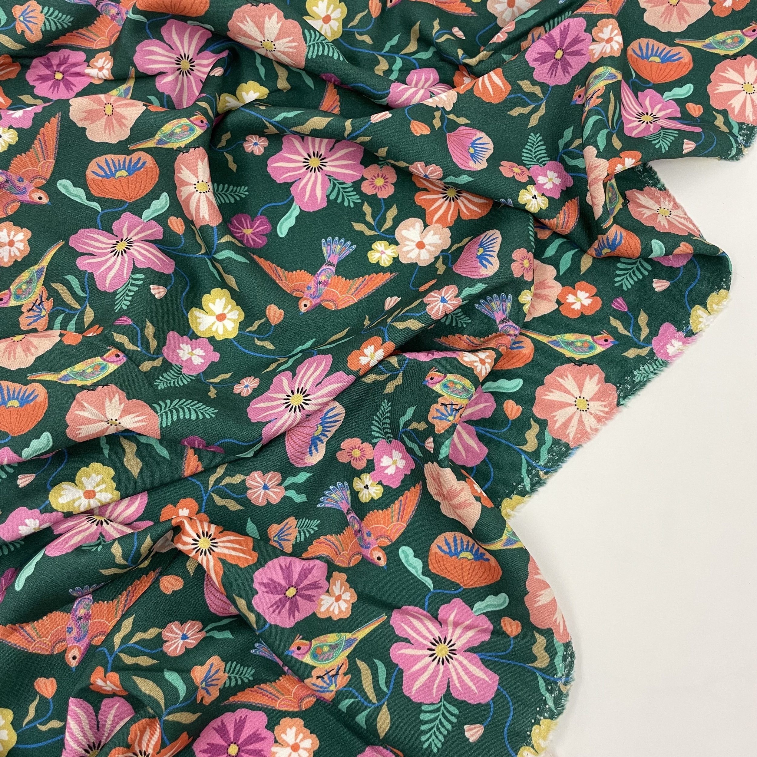 Hey Sew Sister - Dashwood Songbird Rayon in Green by Bethan Janine - Rayon Viscose Bird Fabric 2.jpeg