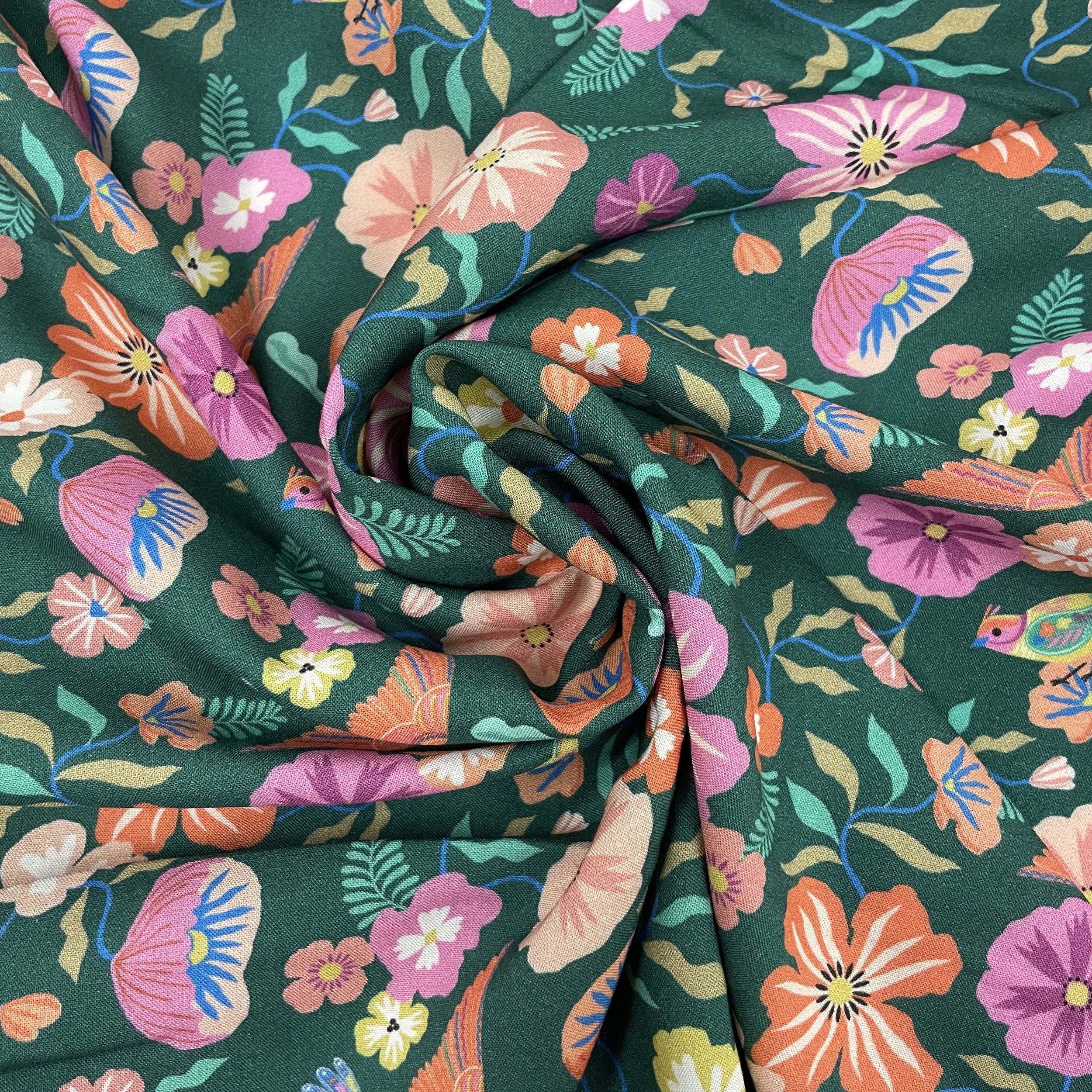 Hey Sew Sister - Dashwood Songbird Rayon in Green by Bethan Janine - Rayon Viscose Bird Fabric 3.jpeg