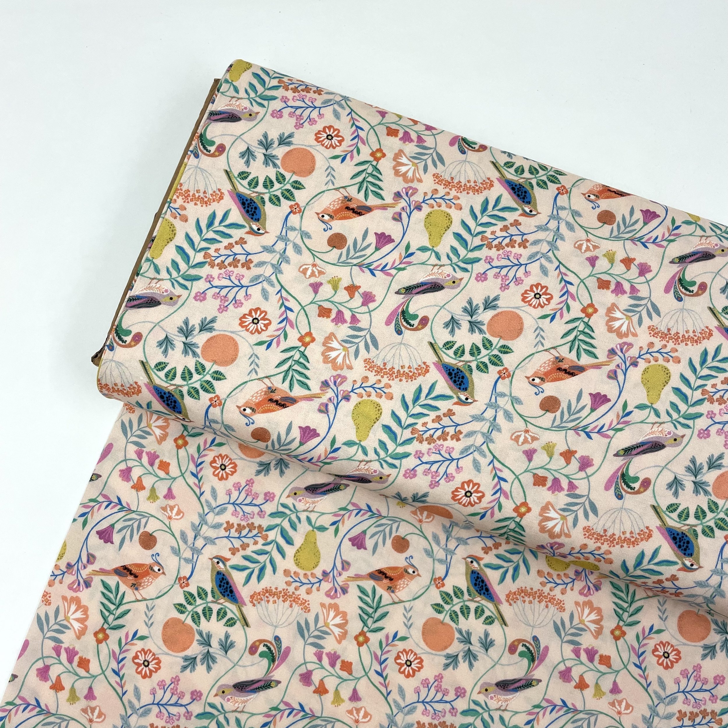 Hey Sew Sister - Dashwood Songbird Rayon in Pale Pink by Bethan Janine - Rayon Viscose Bird Fabric 1.jpeg