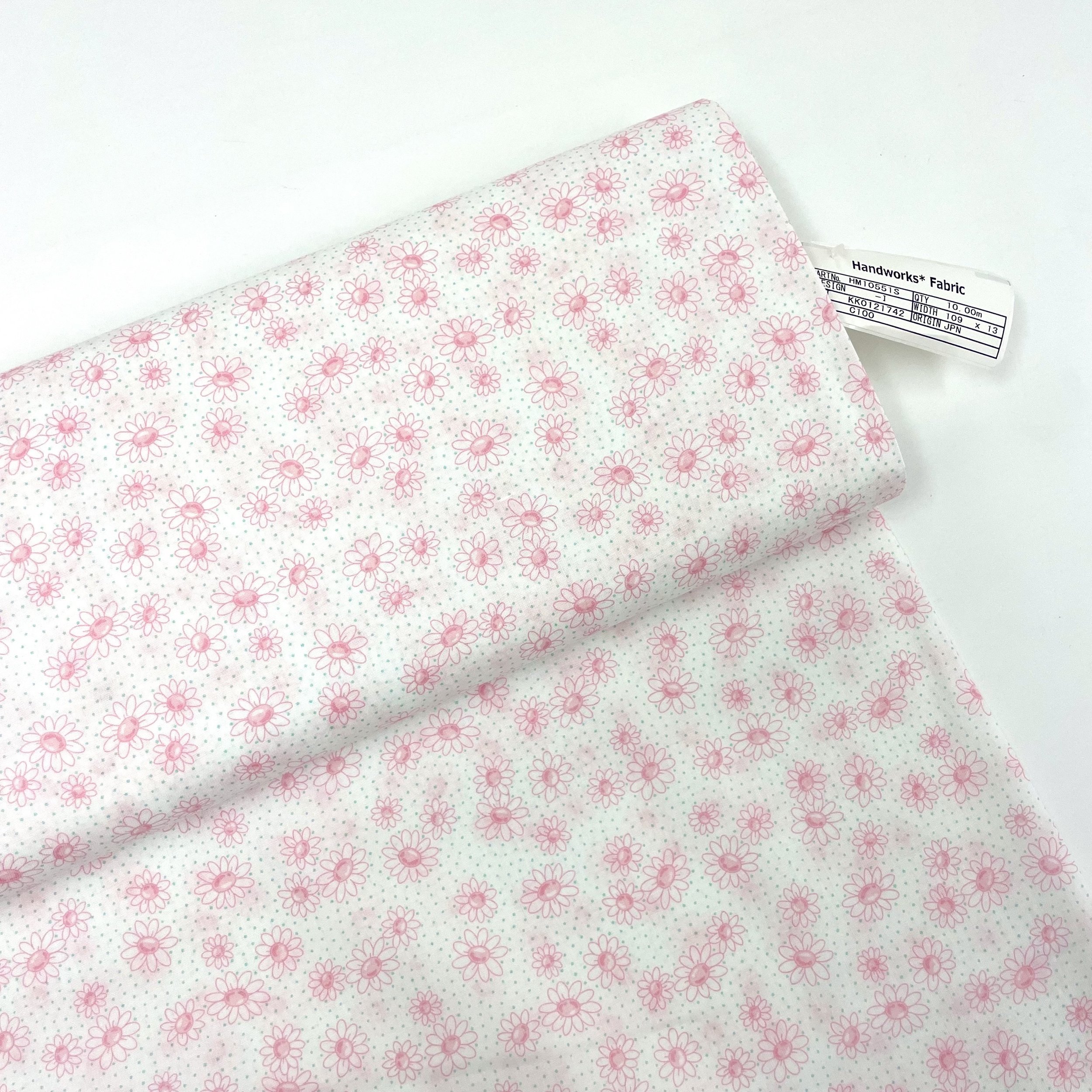 Hey Sew Sister - Handiworks Made in Japan - Margaret Floral Daisy Print Cotton Fabric Shiroji Pink 1.jpeg