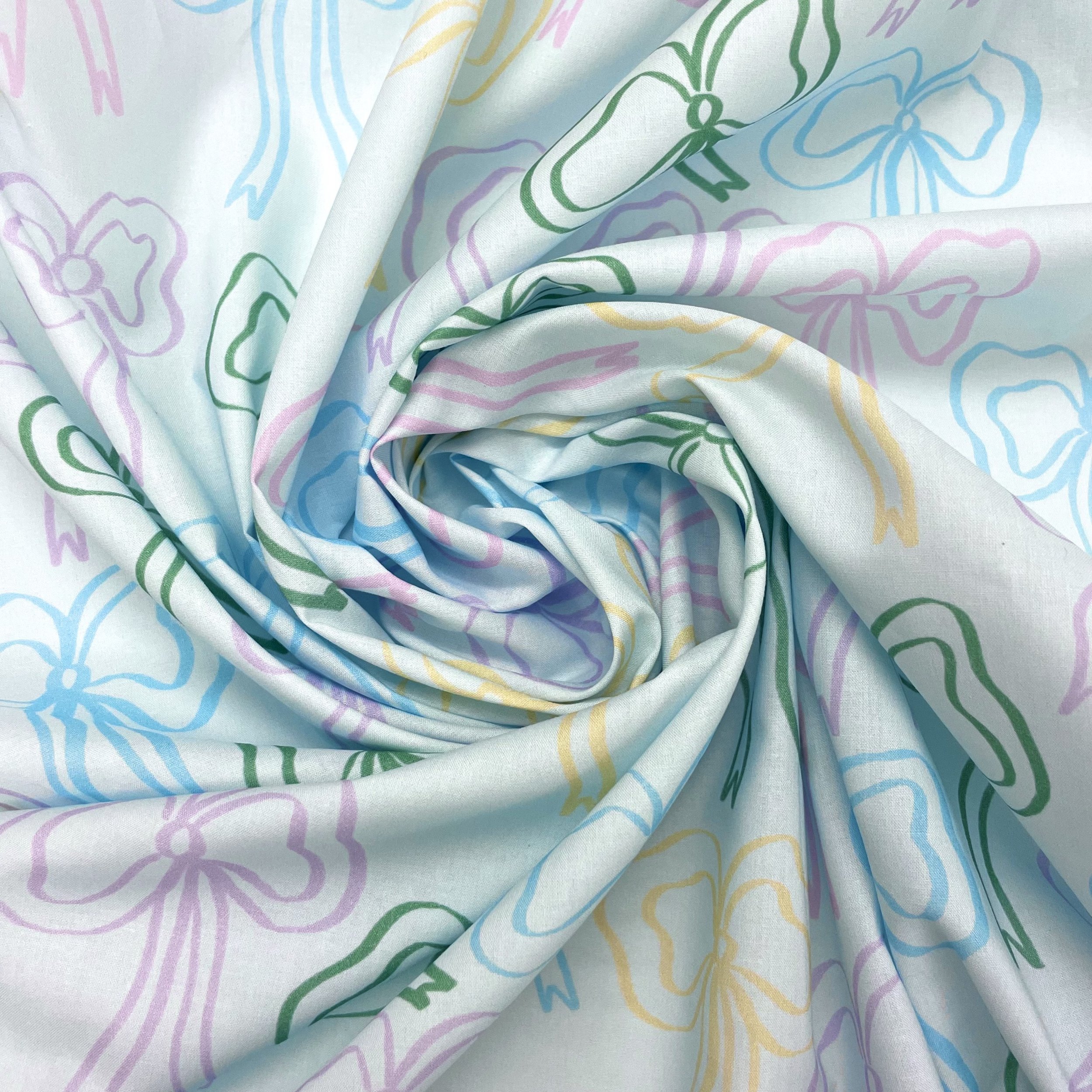 Hey Sew Sister - Hey Sew Sister x Pigeon Wishes - Put a Bow on It Collaboration Collection - Viola - Pastel Blue Multicoloured Bow Print Cotton Fabric 4.jpeg
