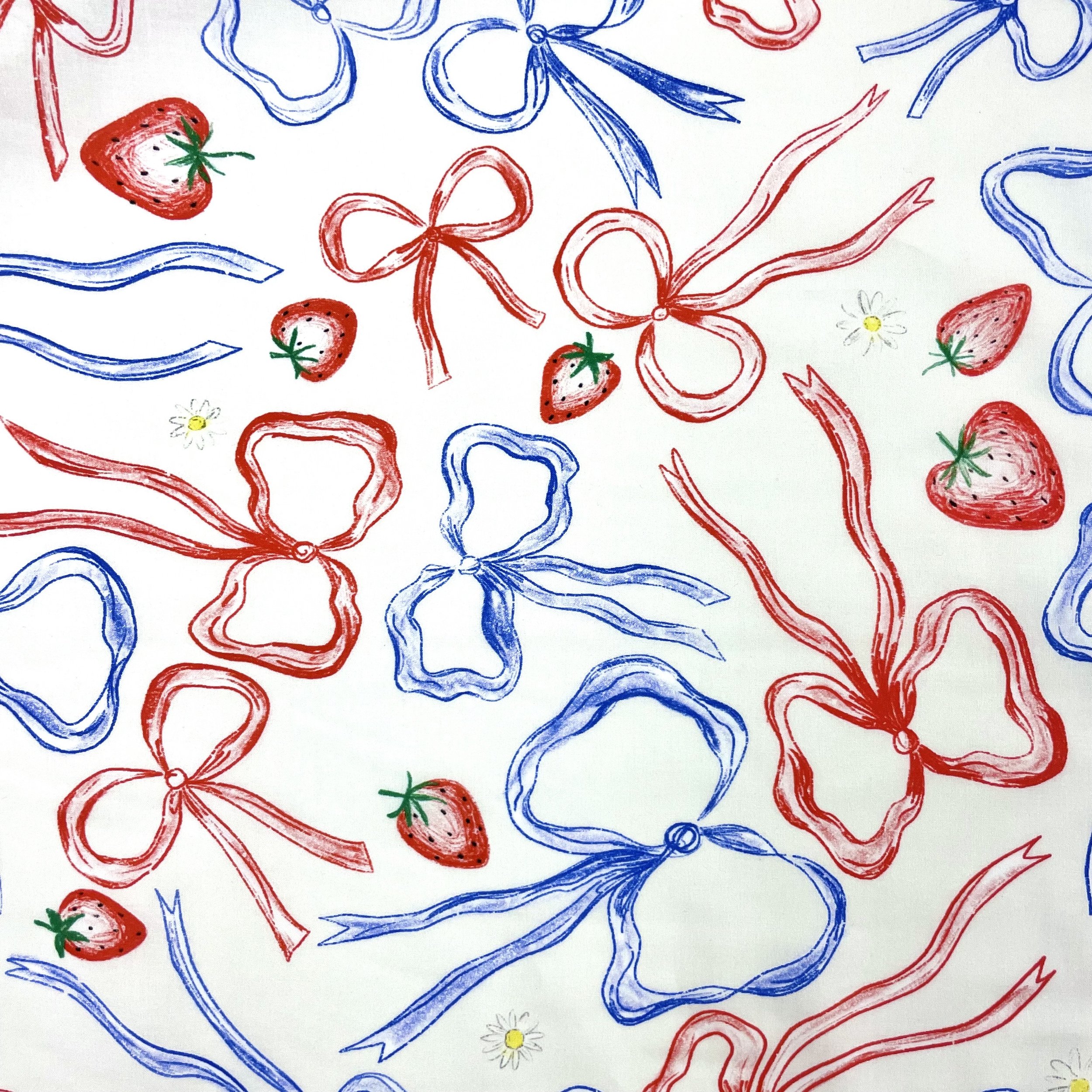 Hey Sew Sister - Hey Sew Sister x Pigeon Wishes - Put a Bow on It Collaboration Collection - Viola - Blue and Red Bow Print Cotton Fabric 3.jpeg