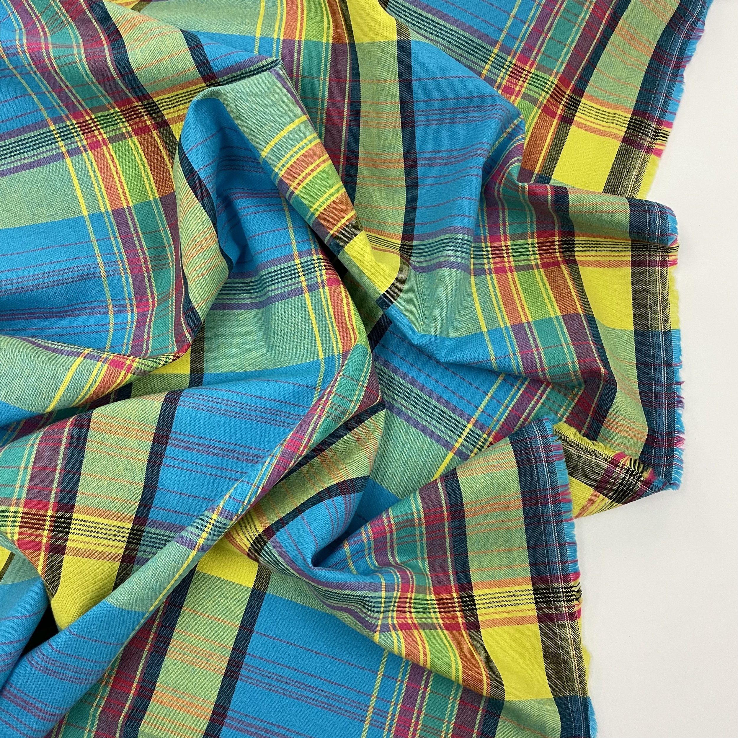 Hey Sew Sister - Madras Check Yarn Dyed Cotton Fabric - Colourful Blue Check - Neelima 2.jpeg