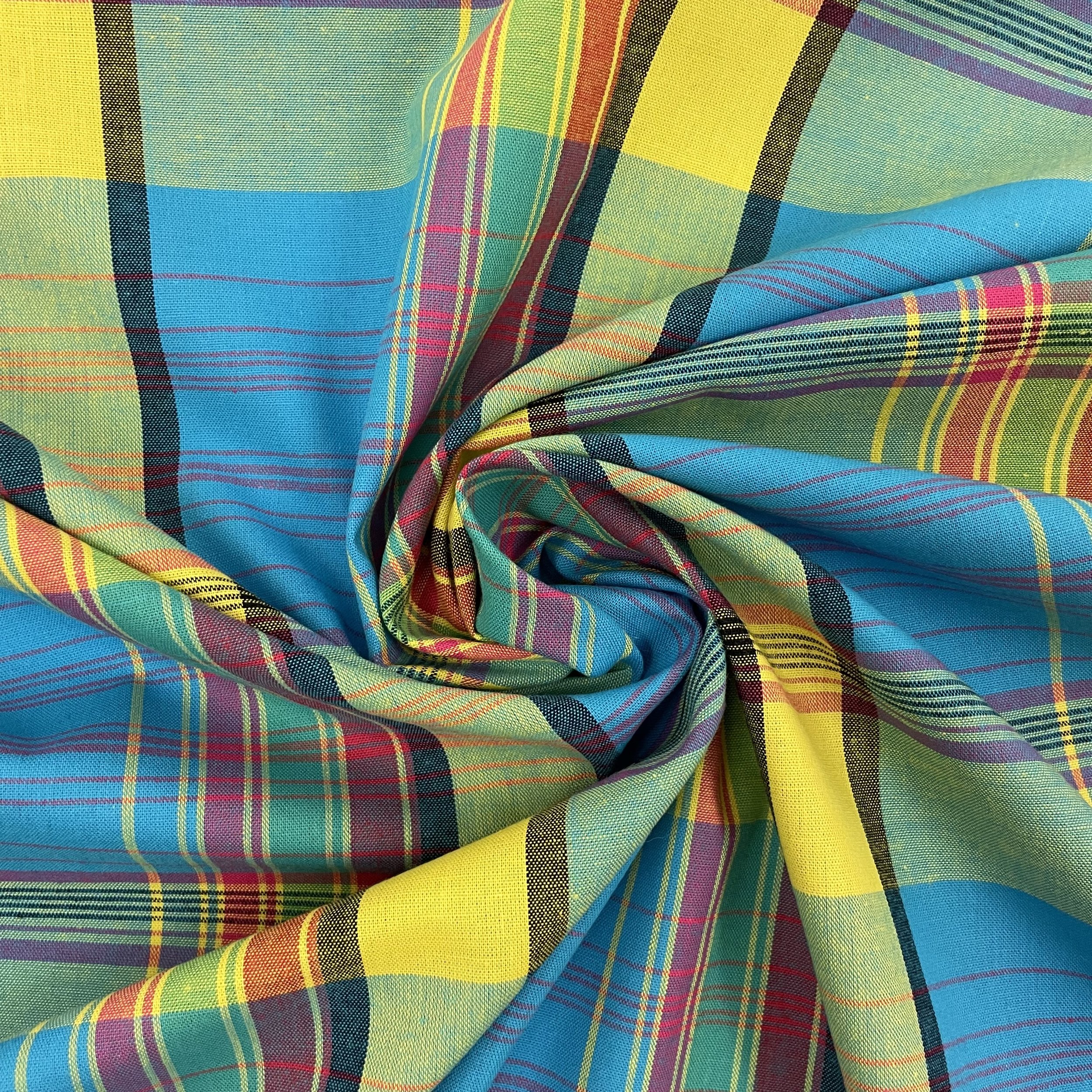 Hey Sew Sister - Madras Check Yarn Dyed Cotton Fabric - Colourful Blue Check - Neelima 3.jpeg