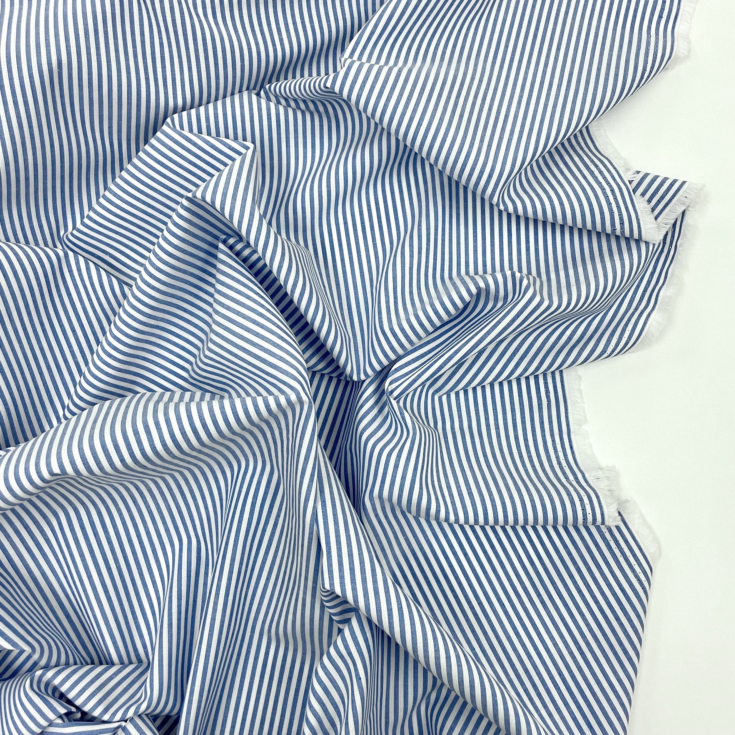 Hey Sew Sister - Pyjama Stripes - Yarn Dyed Striped Cotton Fabric - Pyjama Bottom Trend - Scandi - Blue 2.jpeg