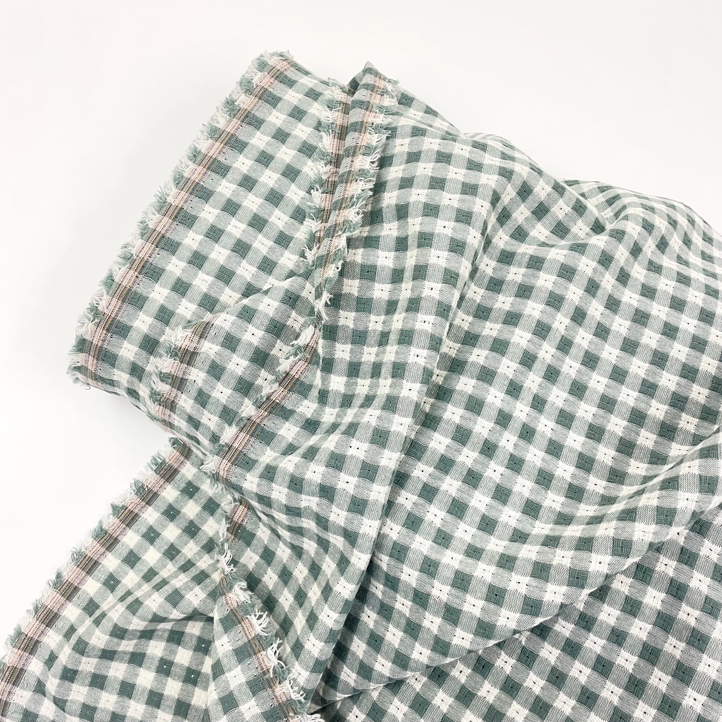 Phoebe - Loose Weave Textured Cotton Gingham - Sage Green 1.jpeg