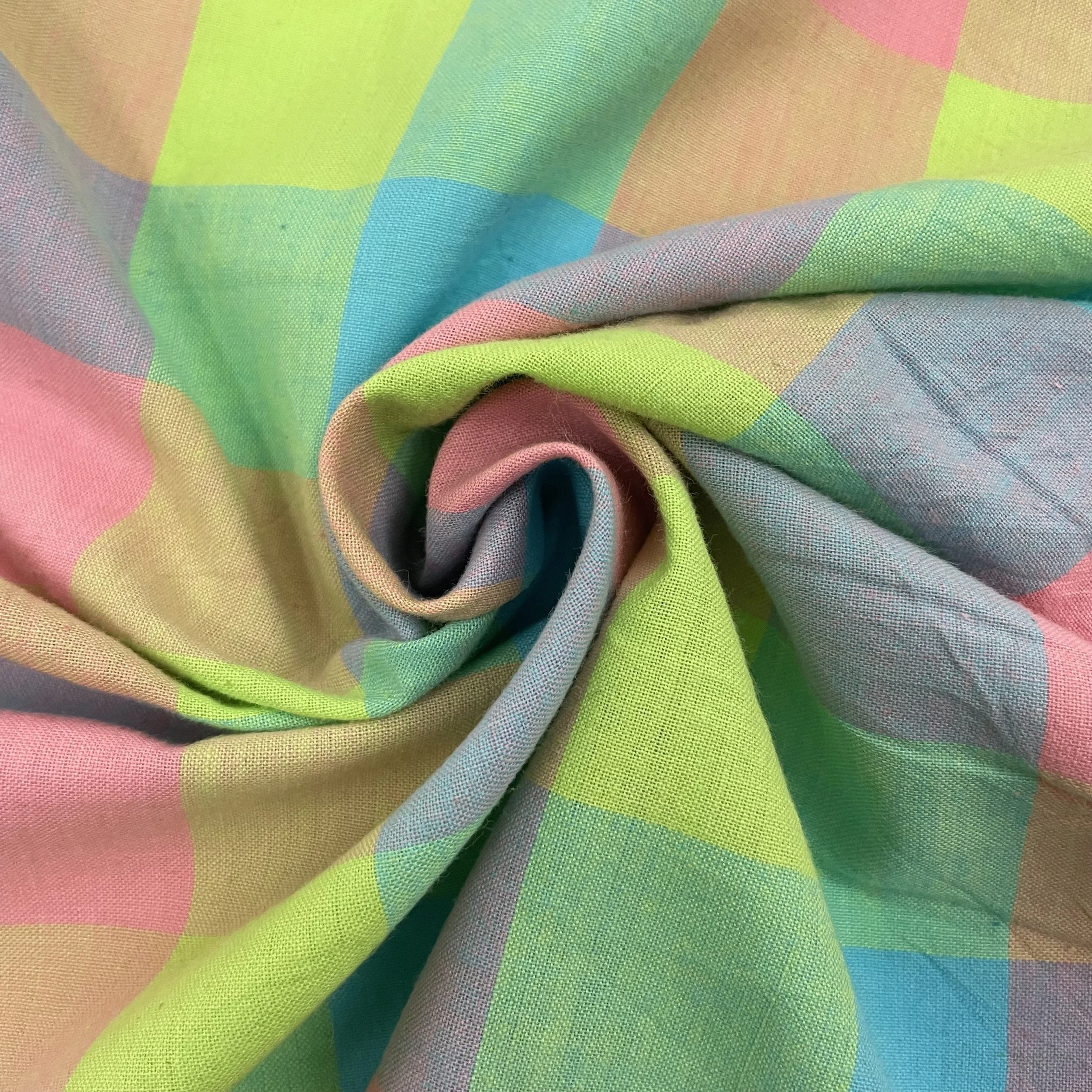 Hey Sew Sister - Oz - Bright Pastels Check  GIngham Plaid Check Handwoven Handloom Cotton Fabric 3.jpeg