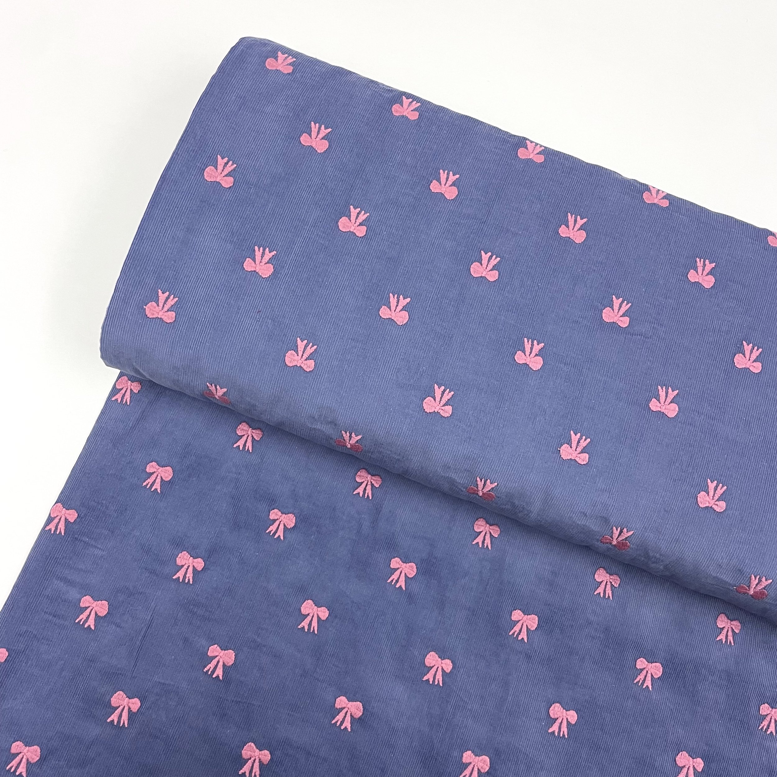Hey Sew Sister - Baby Bow Embroidered Cotton Babycord corduroy Fabric - Lavender 1.jpeg