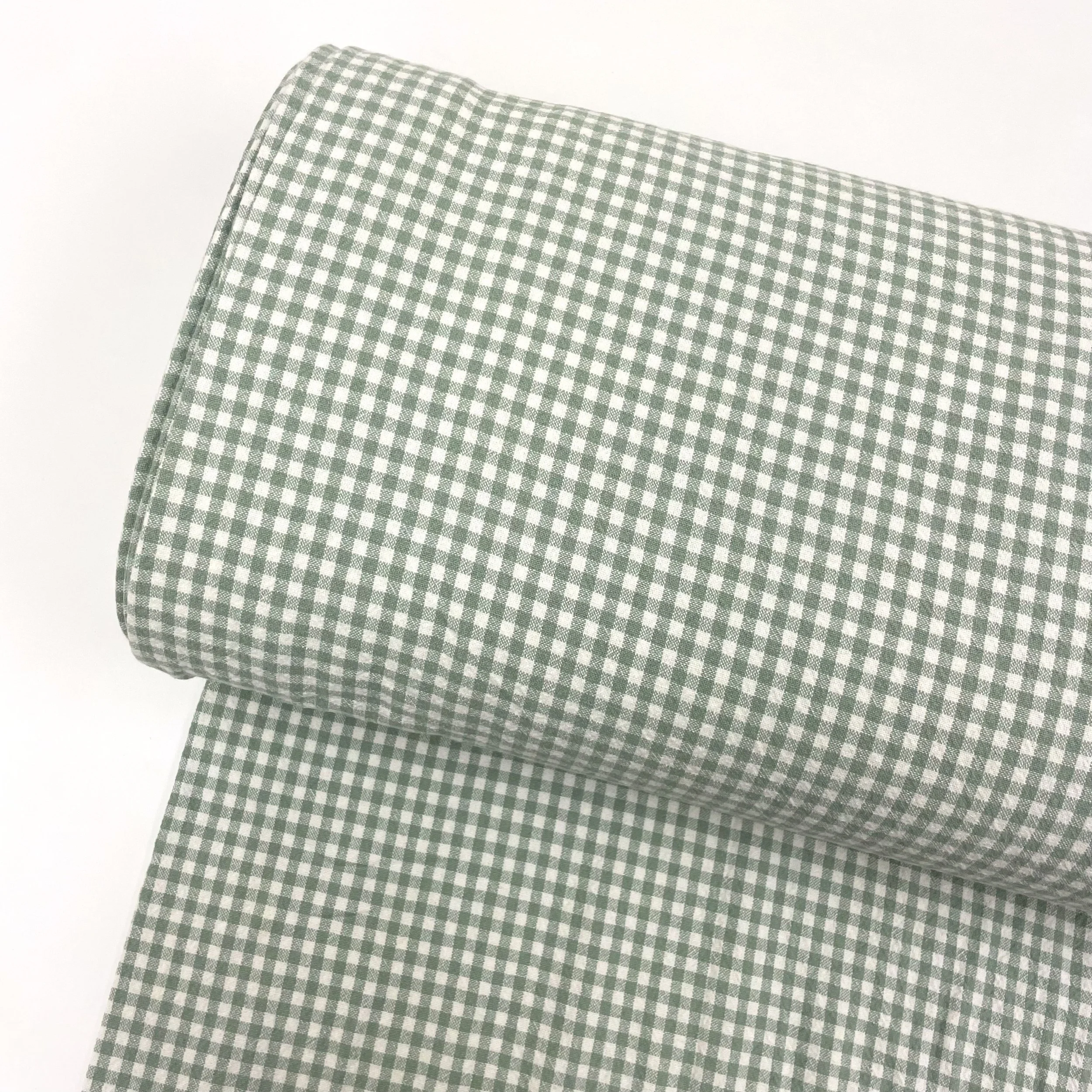 Hey Sew Sister - Yarn Dyed Organic Cotton Gingham Fabric Sage Green 1.jpeg