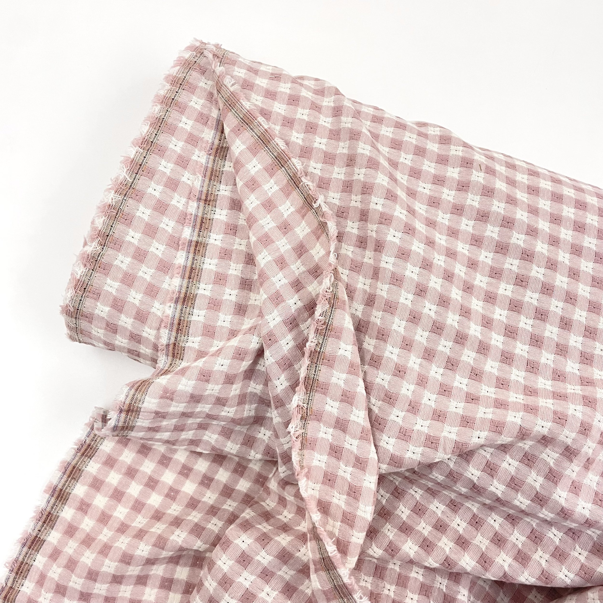 Phoebe - Loose Weave Textured Cotton Gingham - Pale Pink 4.jpeg