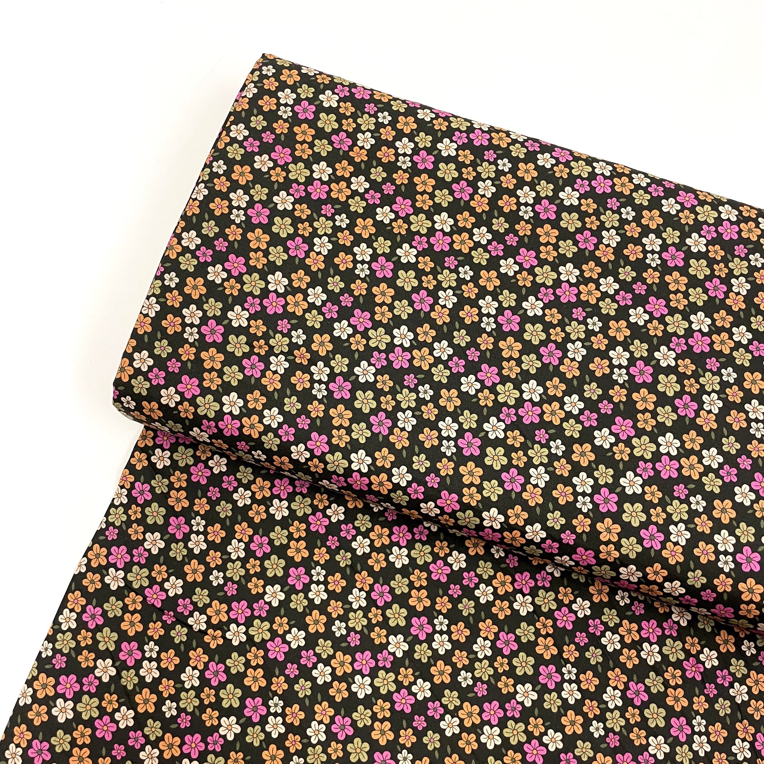 Hey Sew Sister - The Crafty Pie Autumn Winter Collection - Ditsy Floral Print Cotton Viscose Fabric - Vintage Floral Print fabric - Dark 1.jpeg