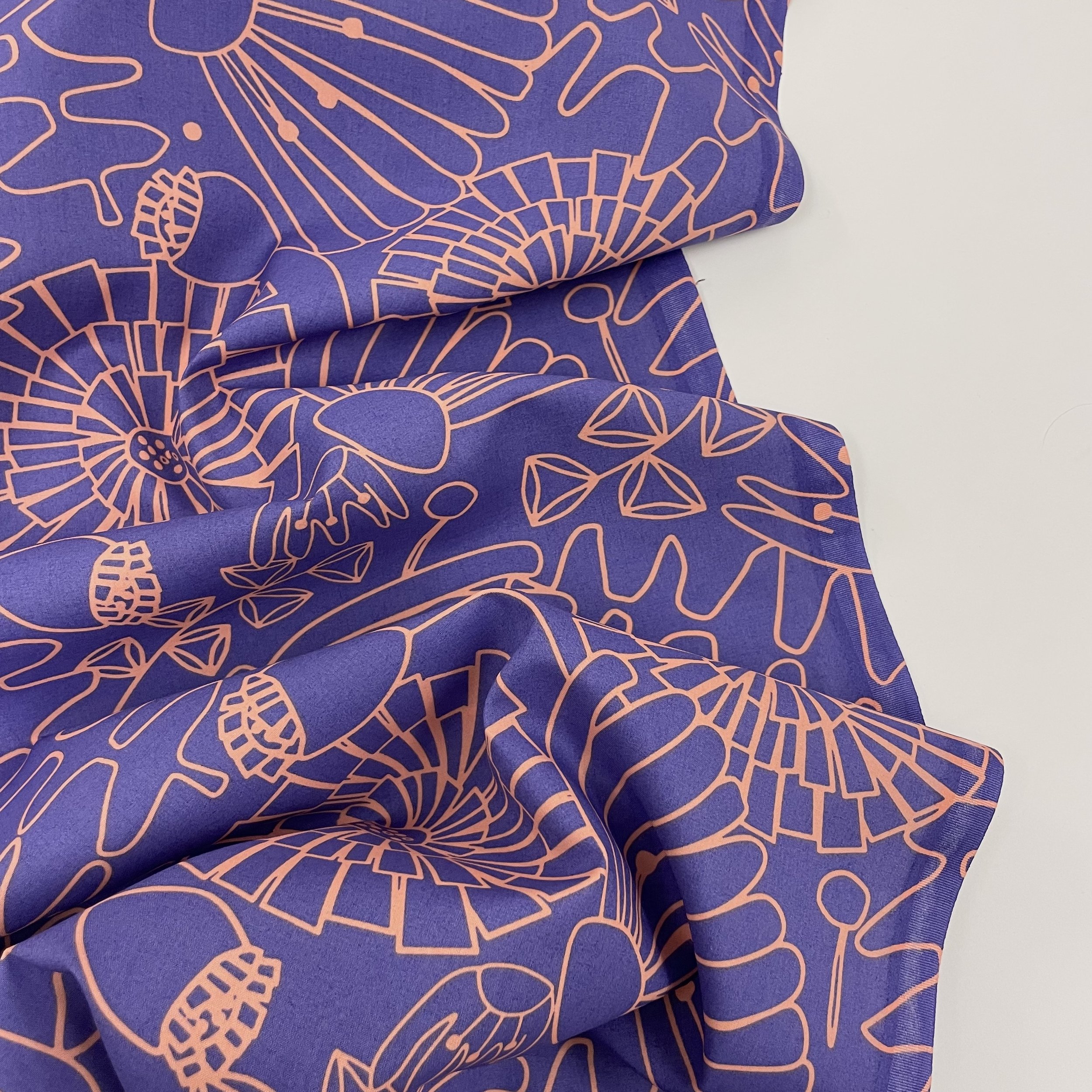 Hey Sew Sister - Nerida Hansen - Eden - Floral Line Drawn Printed Fine Cotton Poplin Fabric - Purple and Pink 2.jpeg