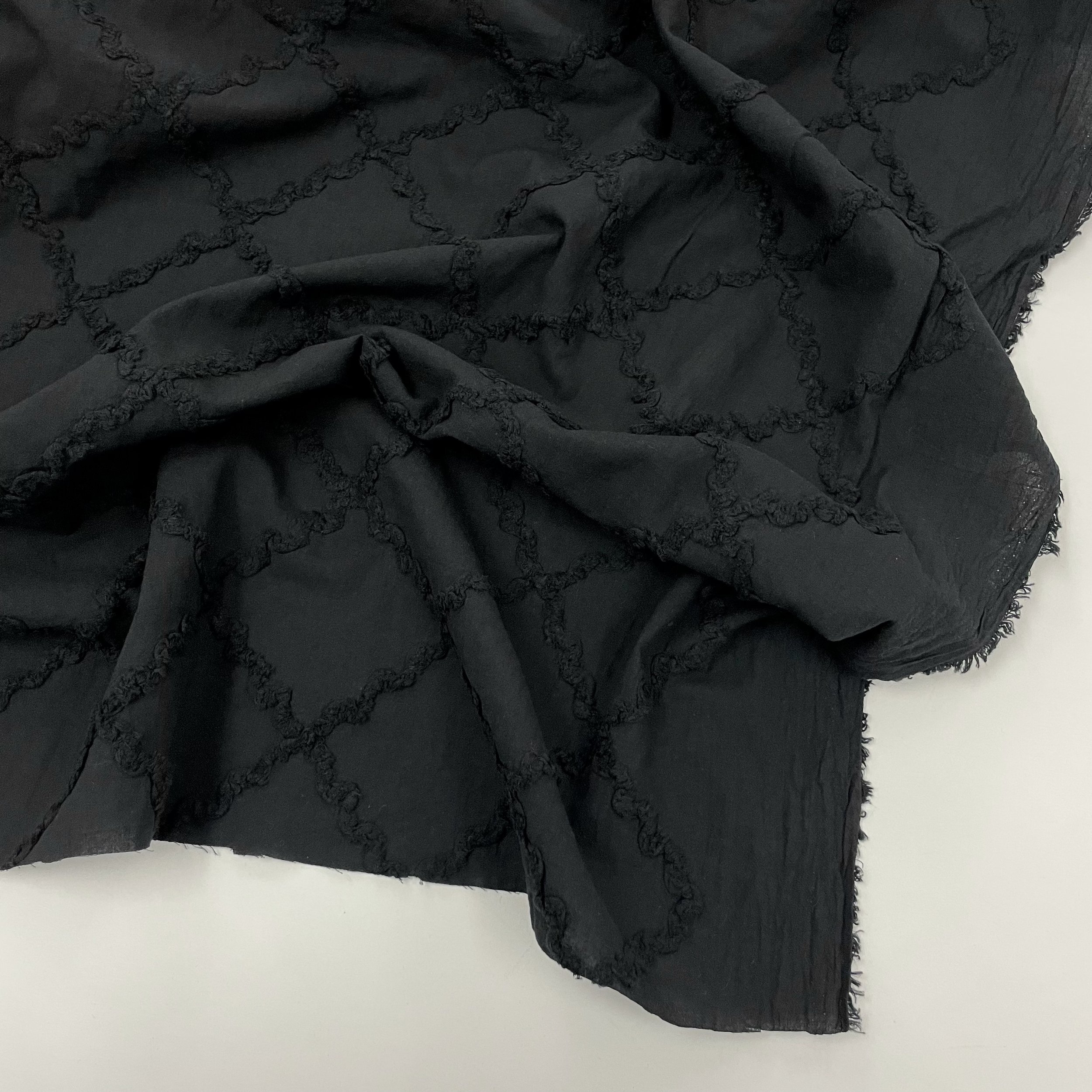 Hey Sew Sister - Wiggle Trellis Embroidered Cotton Fabric - Black 2.jpeg