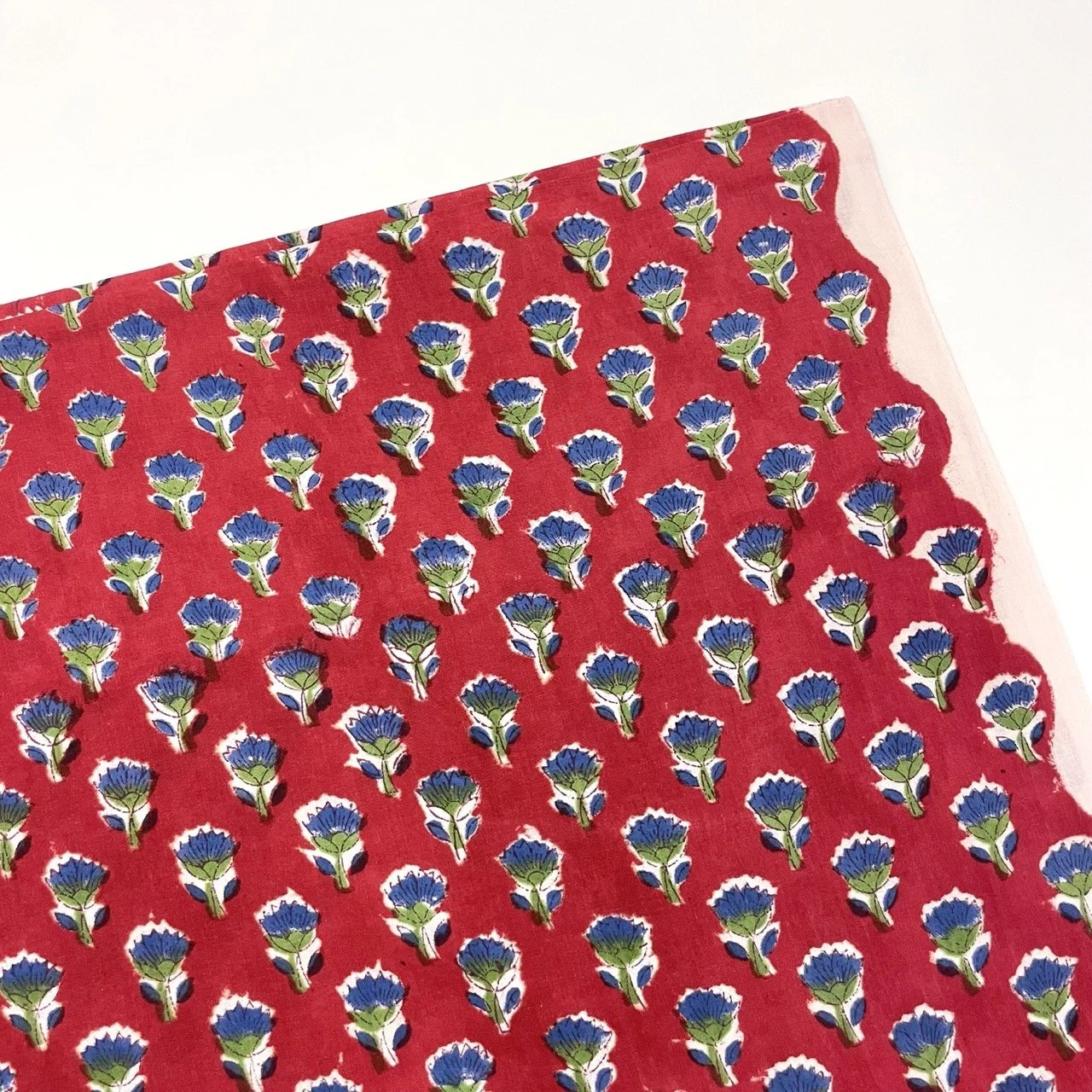 Hey Sew Sister - Mimi - Bagru Block Print - Floral Print Lightweight Organic Cotton For Sewing - Blue and Red 1.jpeg