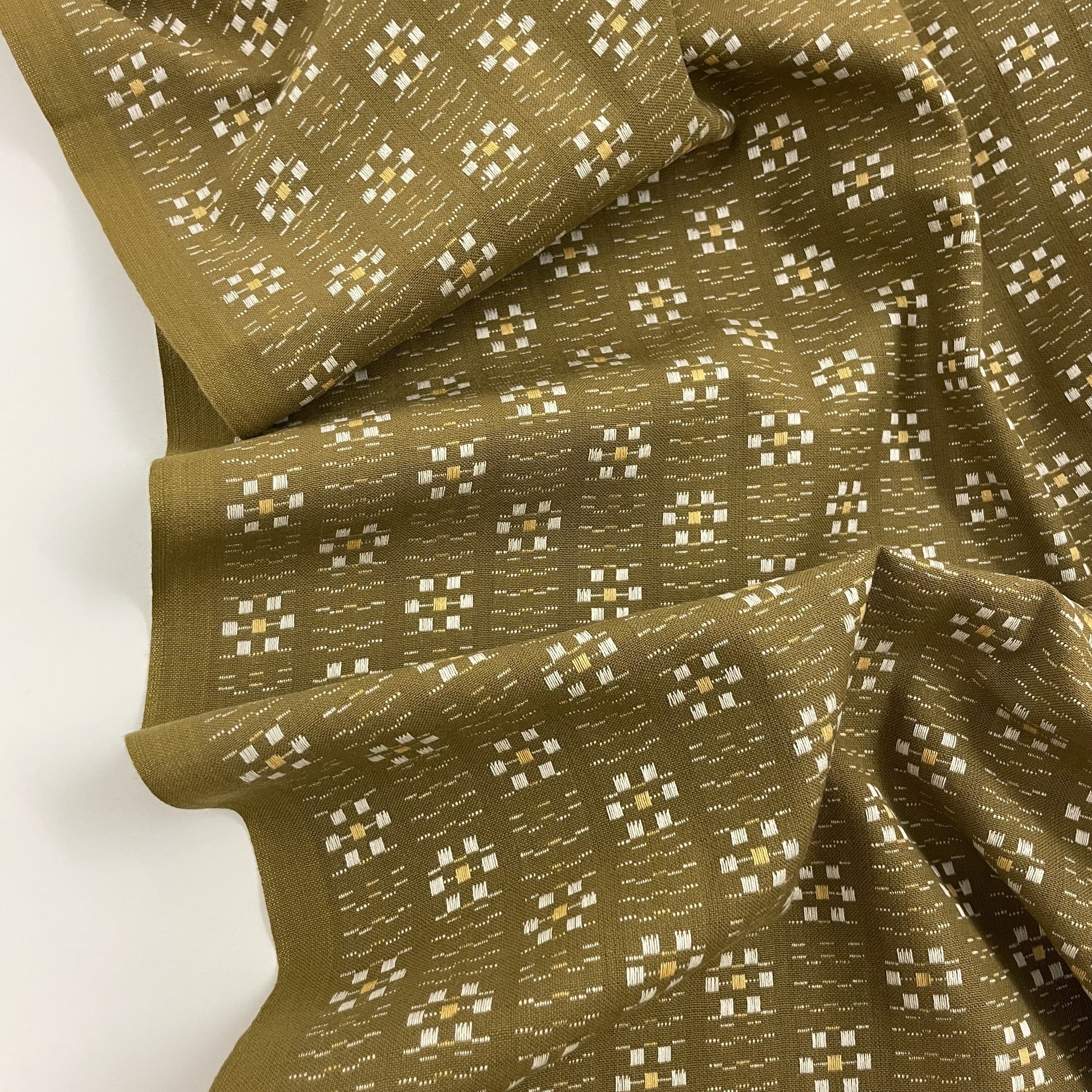 Hey Sew Sister - Fableism Supply Co - Olive Daisy from Swedish Holiday by House that Lars Build - Green Yarn Dyed Daisy Flower Cotton Fabric 2.jpeg
