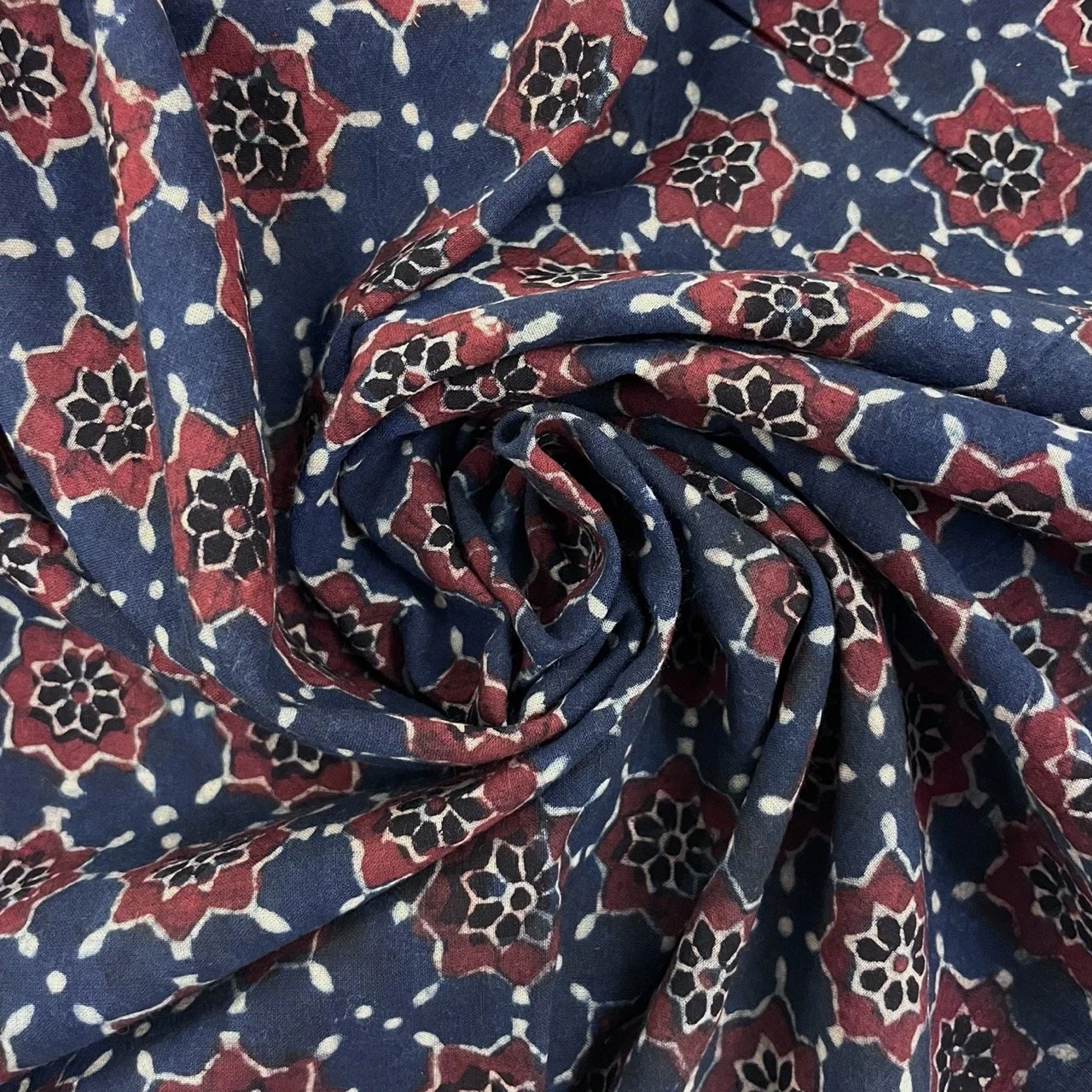 Hey Sew Sister - Ajrakh Traditional Print Cotton Fabric - Kaleidoscope Collection - Indigo 3.jpeg
