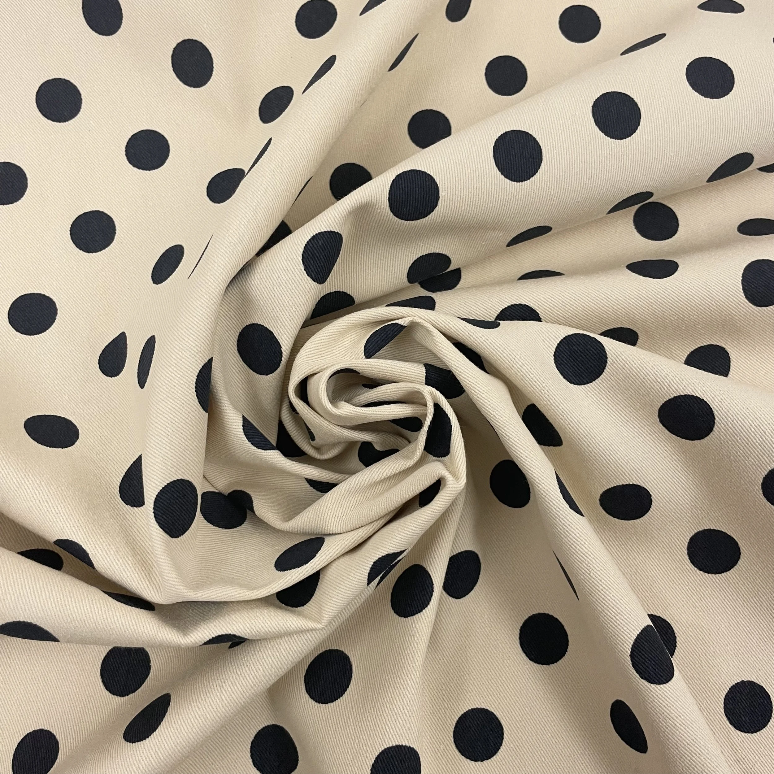 Hey Sew Sister - Polka Dot Print Cotton Twill - Navy on Cream - Dressmaking Fabric 3.jpeg