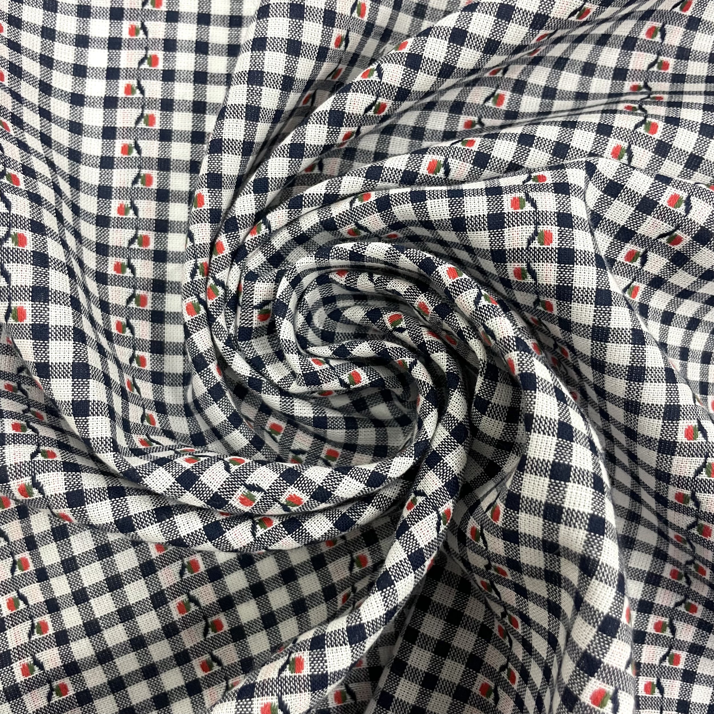 Hey Sew Sister - Tiny Berry Yarn Dyed Navy Gingham Cotton Fabric 5.jpeg