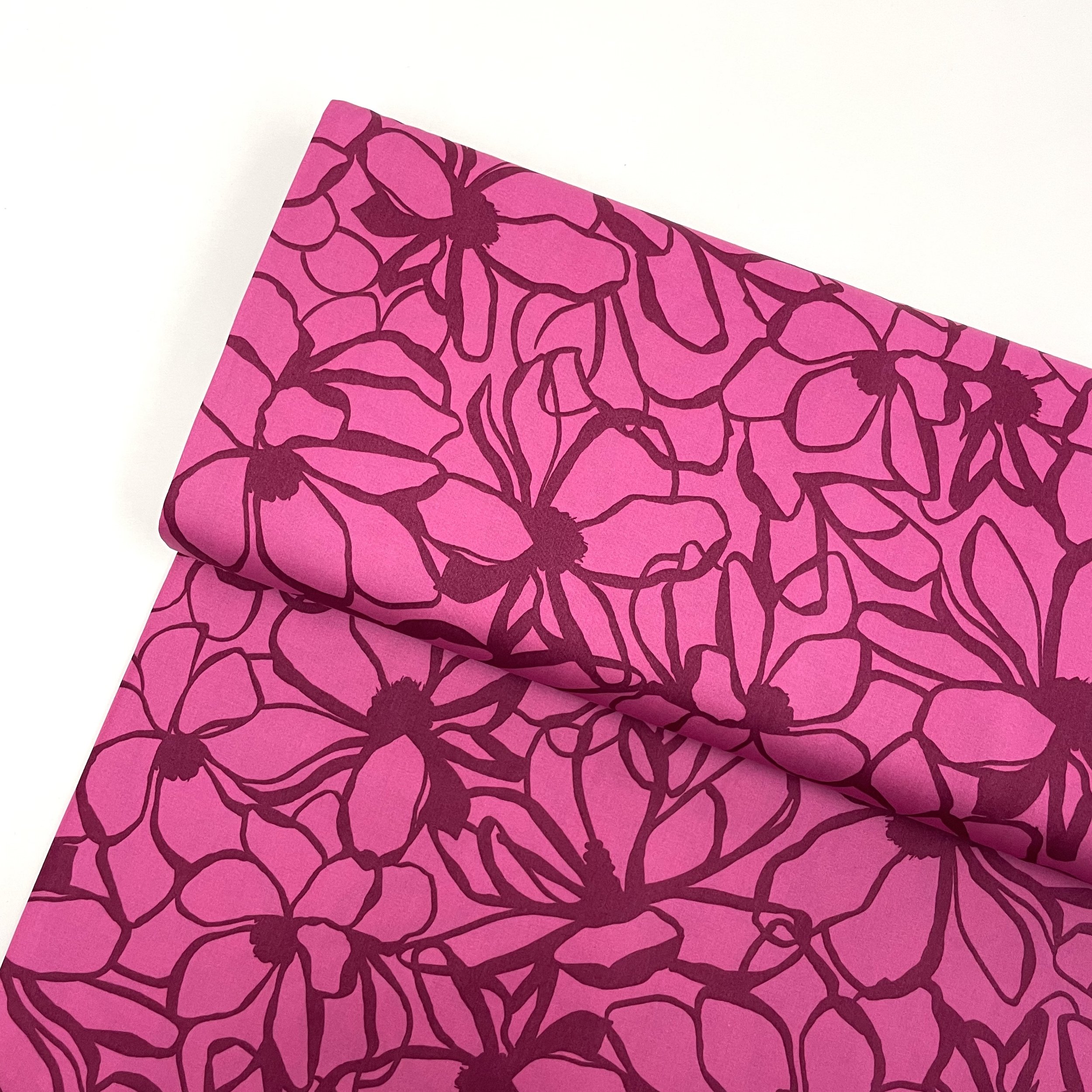 Hey Sew Sister - Nerida Hansen - Magnolia - Abstract Line Floral Print Cotton Satin Fabric - Pink and Red 1.jpeg