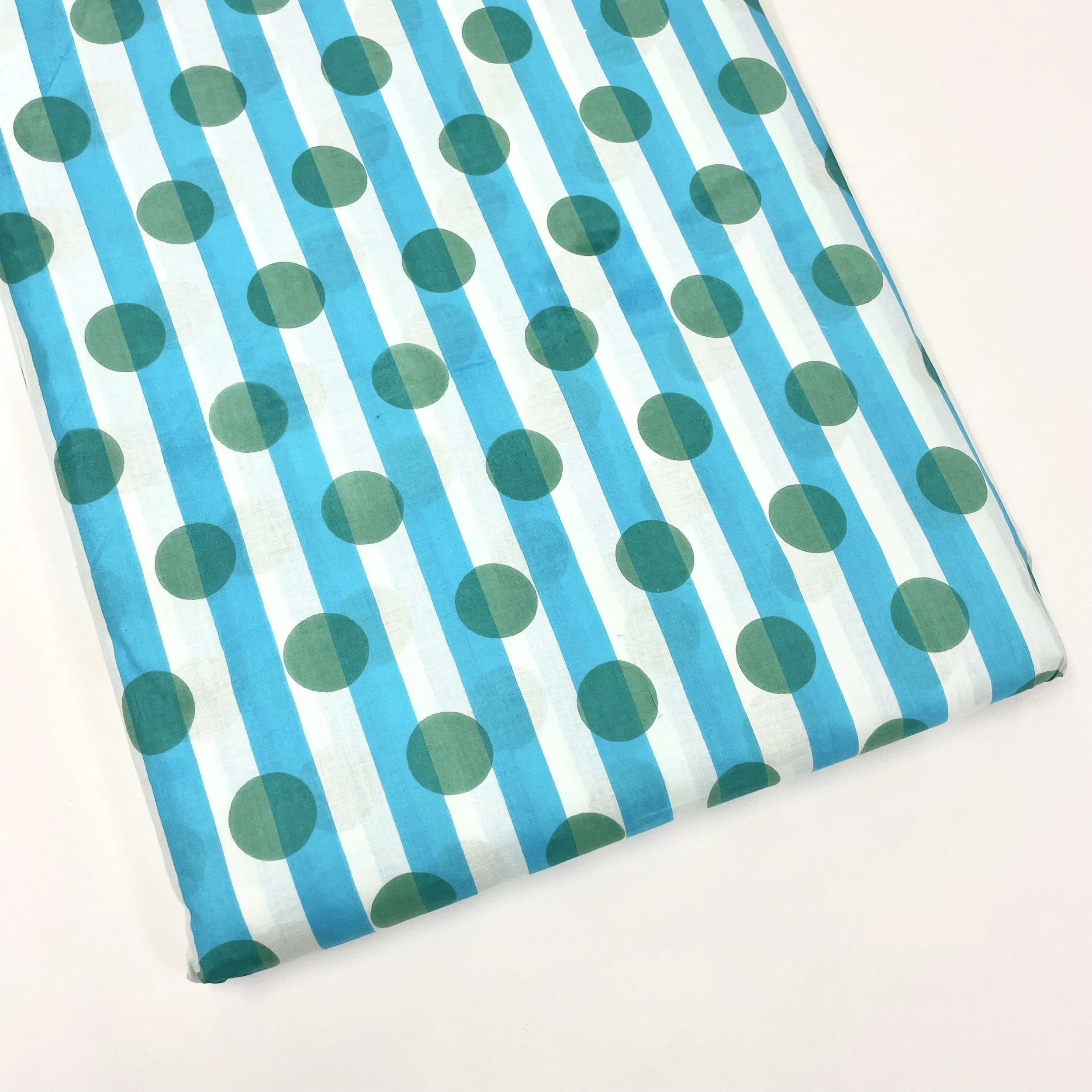 Hey Sew Sister- Boba Stripe - Polka Dot Stripe Screen Print Indian Cotton Fabric - Blue Raspberry 1.jpeg