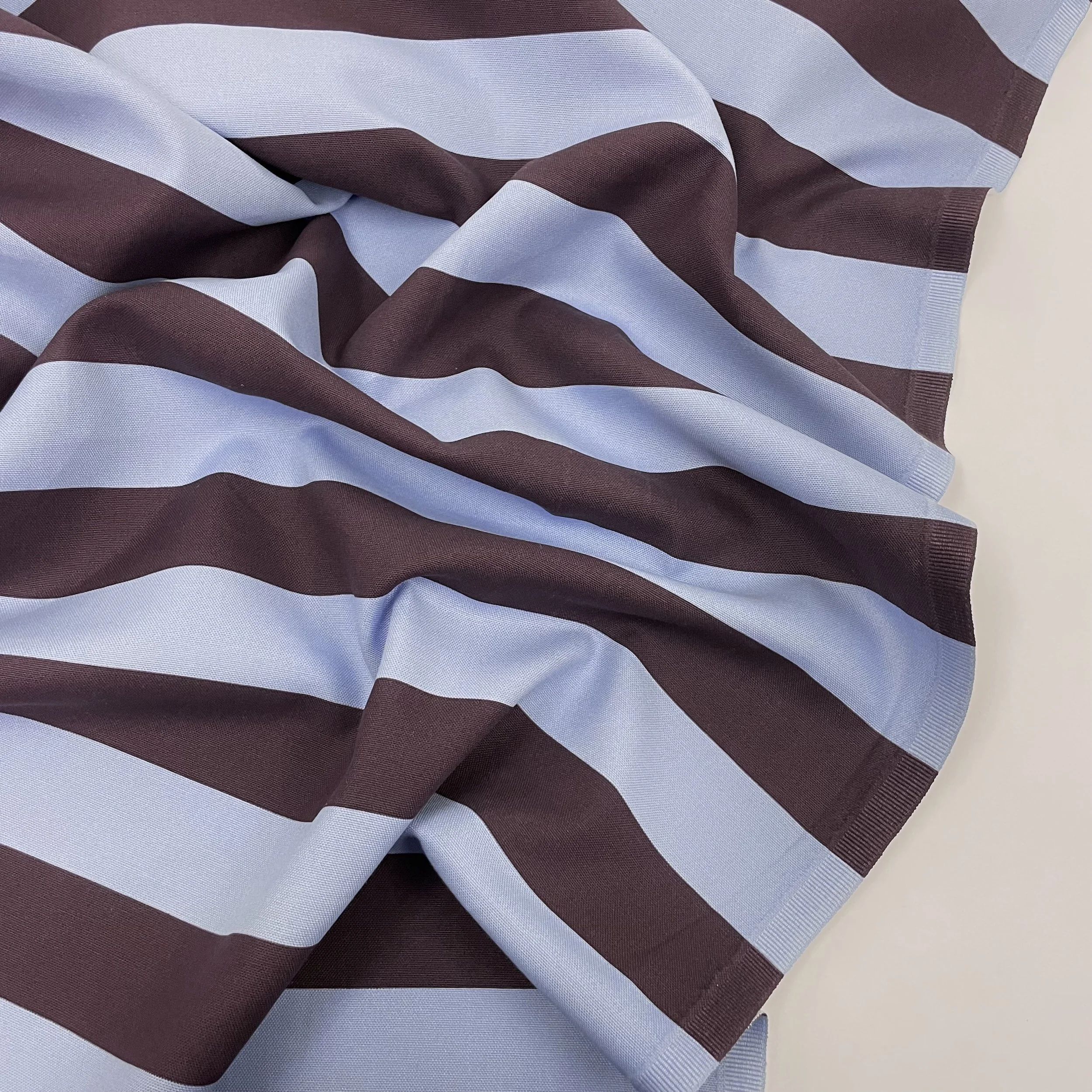 Hey Sew Sister - Regatta - Horizontal Aubergine and Blue Stripe Printed Cotton Canvas Fabric 2.jpeg