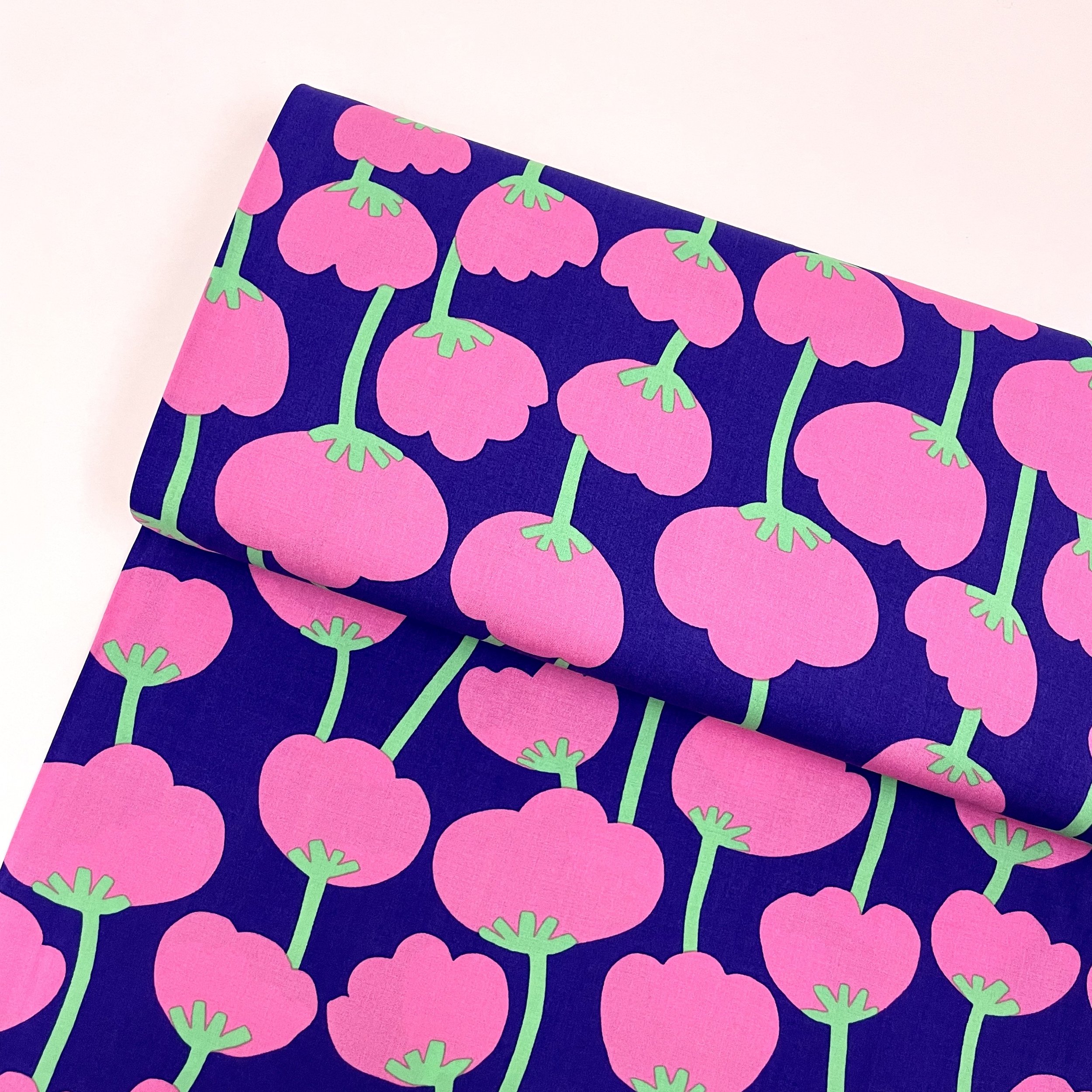 Hey Sew Sister - Nerida Hansen - Poppies - Lenzing EcoVero Viscose Lawn - Purple and Pink Graphic Floral Print Viscose Fabric 1.jpeg
