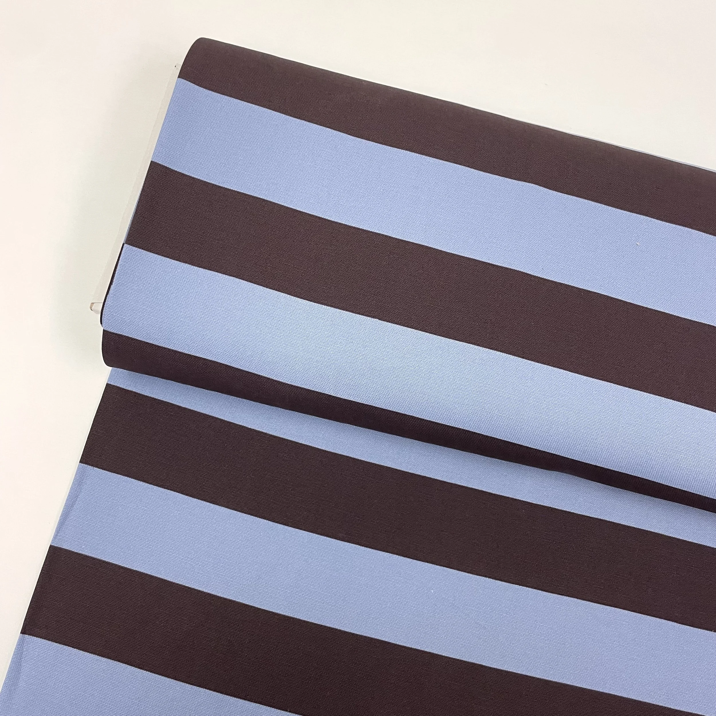 Hey Sew Sister - Regatta - Horizontal Aubergine and Blue Stripe Printed Cotton Canvas Fabric 1.jpeg