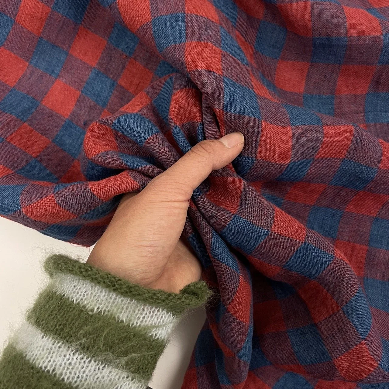 Hey Sew Sister - Campsite Linen Gingham Fabric - Red and Blue - Forage 2.jpeg