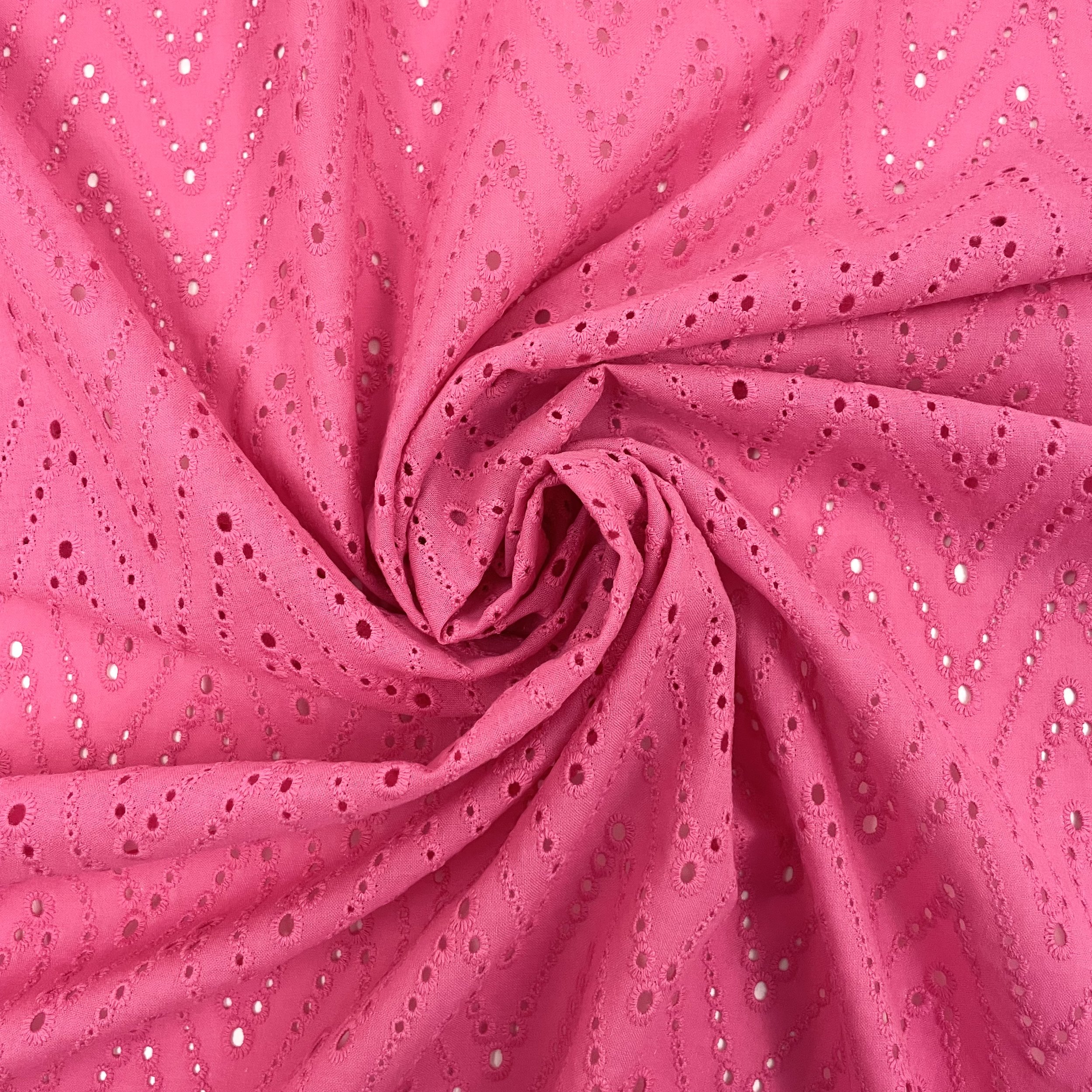 Hey Sew Sister - Chevron Eyelet Embroidered Cotton Fabric - Fuchsia 4.jpeg