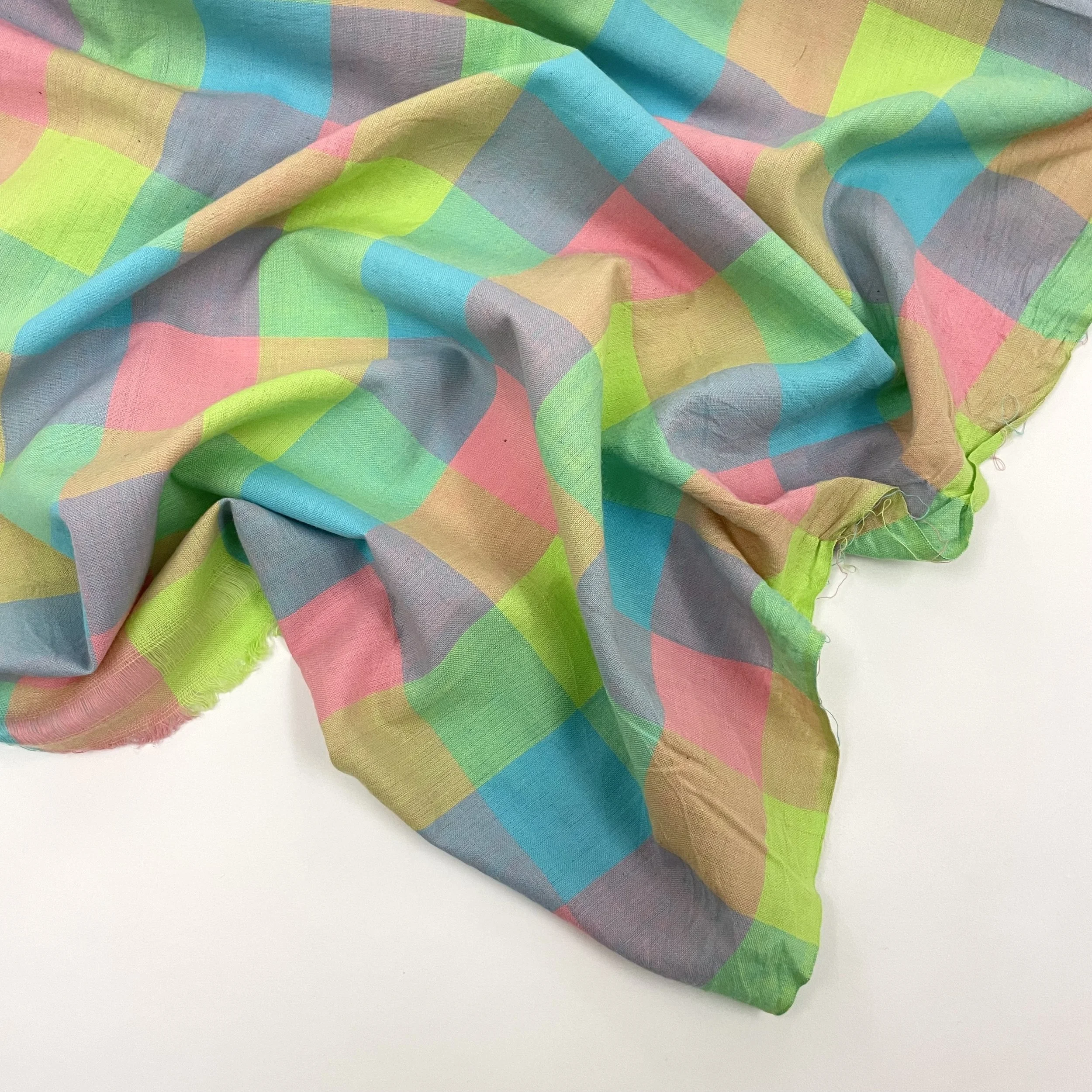 Hey Sew Sister - Oz - Bright Pastels Check  GIngham Plaid Check Handwoven Handloom Cotton Fabric 2.jpeg
