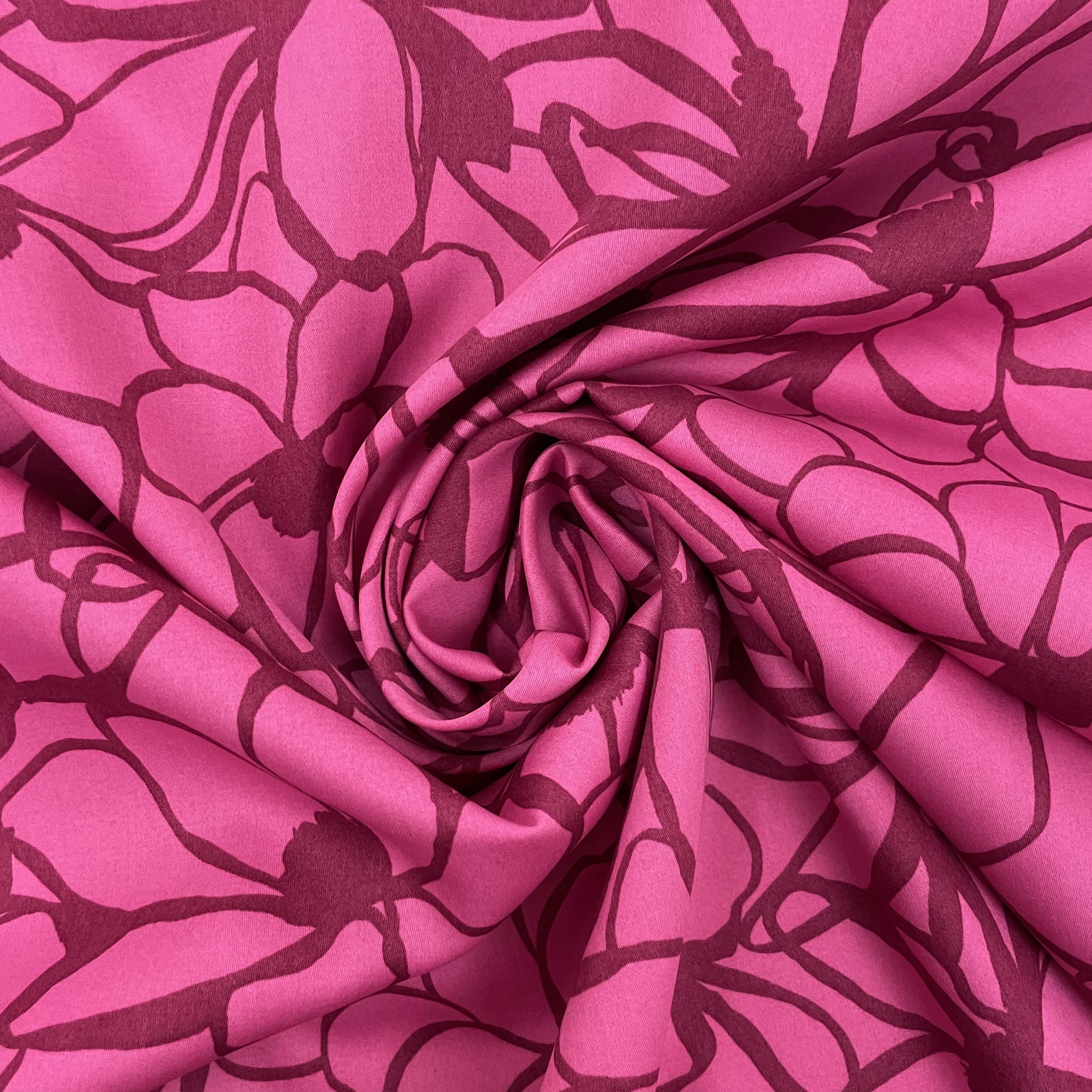 Hey Sew Sister - Nerida Hansen - Magnolia - Abstract Line Floral Print Cotton Satin Fabric - Pink and Red 3.jpeg
