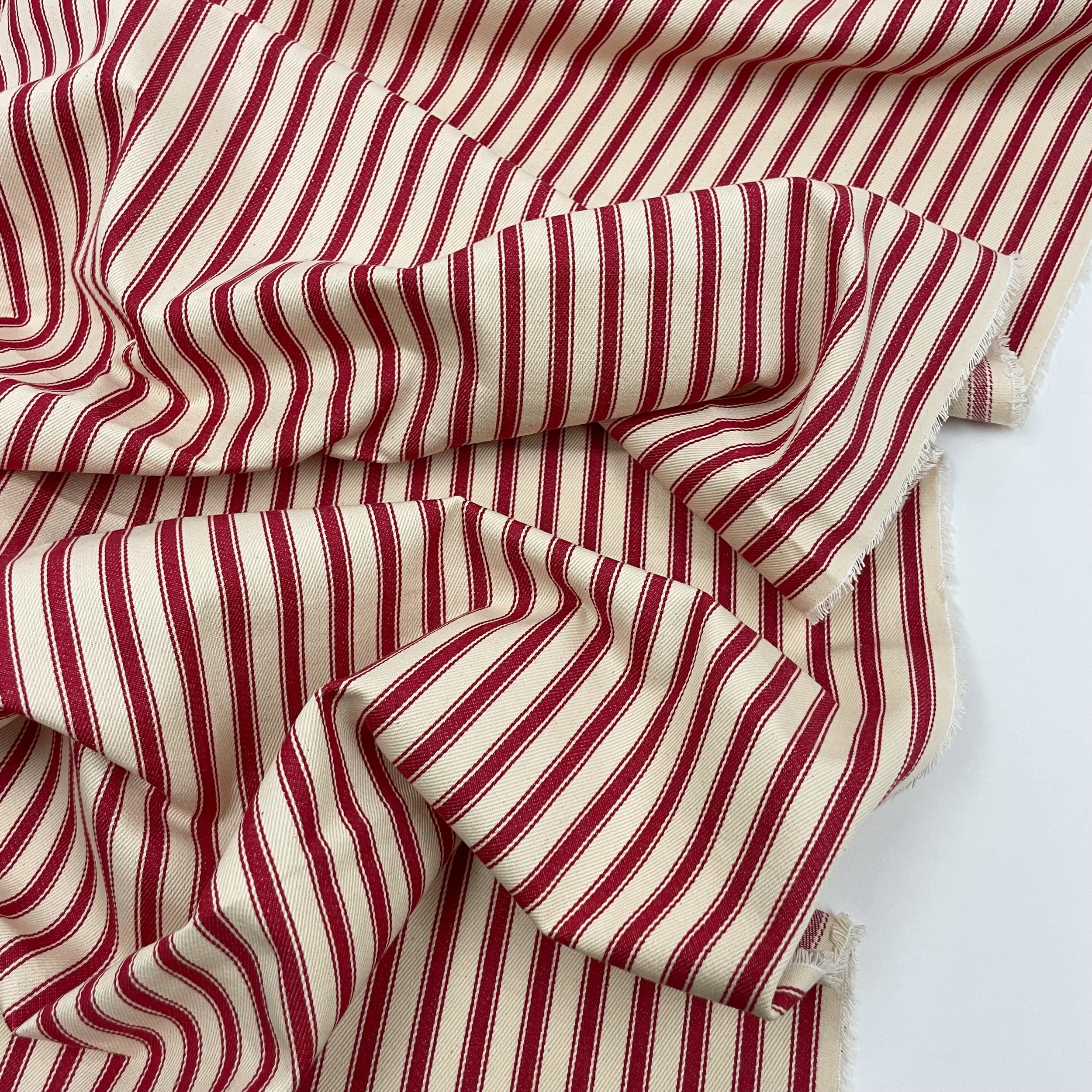 Hey Sew Sister - Ticking Stripe Yarn Dyed Cotton Fabric - Rouge 2.jpeg