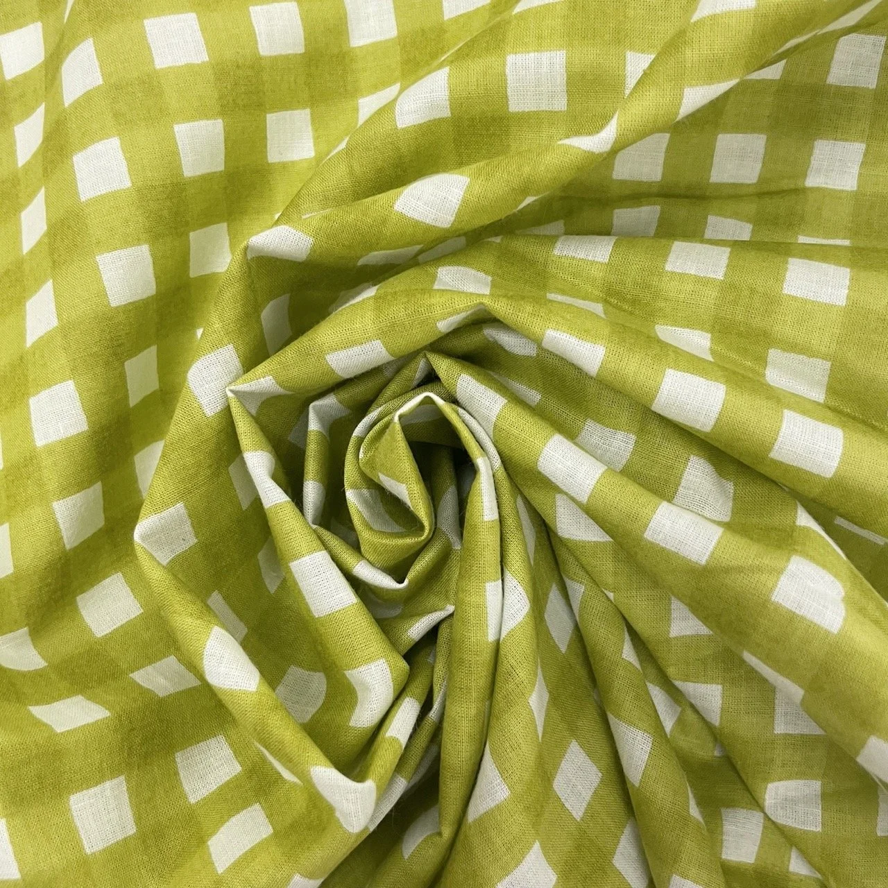 Hey Sew Sister - Soft Grid 2 - Screen Printed Grid Print Indian Cotton Fabric - Lime Zing 4.jpeg