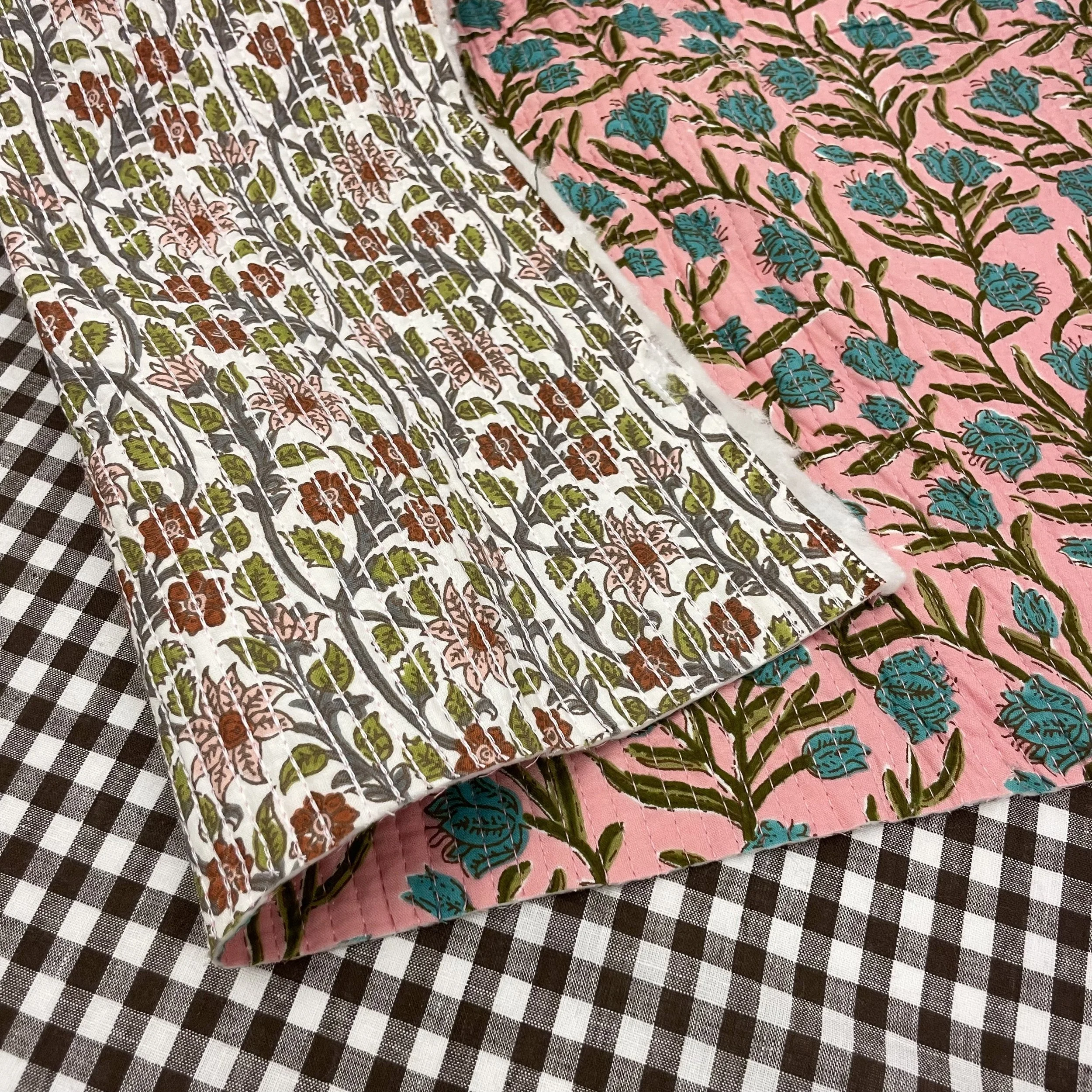 Hey Sew Sister - Double Sided Pre-Quilted Cotton Fabrcs - Block and screen printed Cotton - Panache White and PInk Floral 3.jpeg