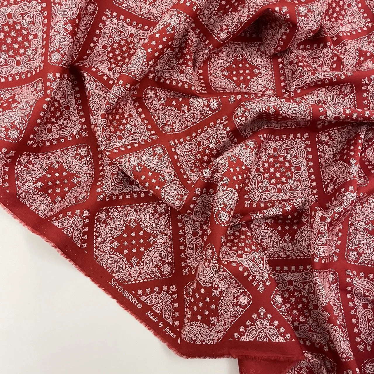 Hey Sew Sister - Sevenberry Japanese Fabric - Paisley Print Cotton Shirting Fabric - Red 2.jpeg