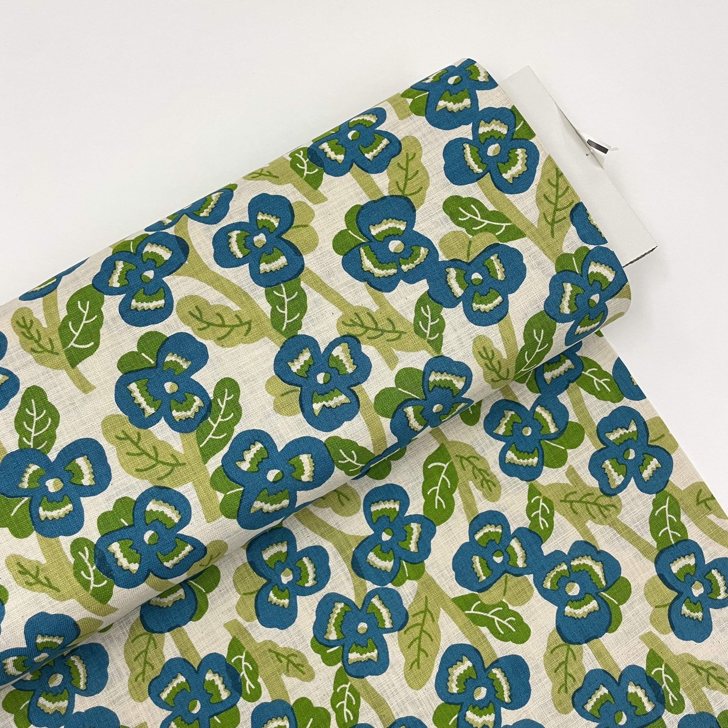 Hey Sew Sister - Sevenberry Japan - Fresh Pansy - Pansy Printed - Loose Weave Cotton Fabric - Blue 1.jpeg