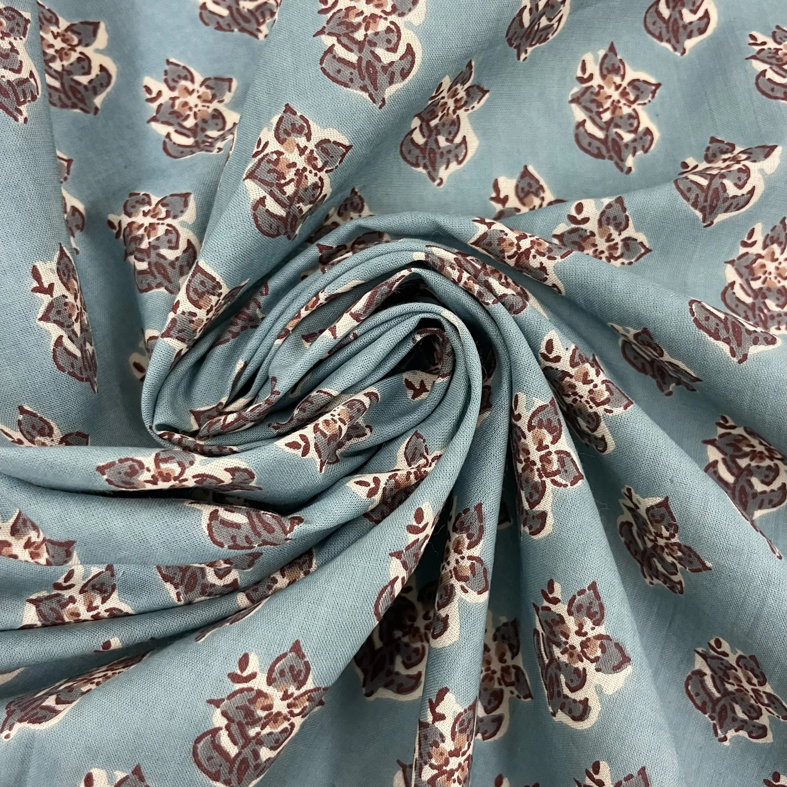 Hey Sew Sister - Shoreline Flora - Blue Screenprinted Floral Cotton Fabric 3.jpeg