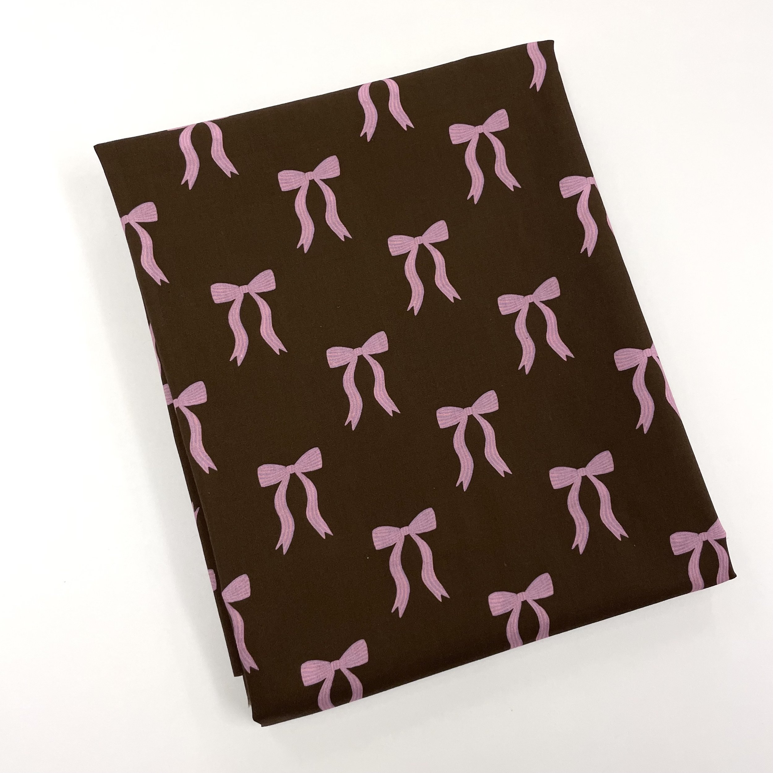 Hey Sew Sister - Pigeon Wishes - Adorn You - Bow Print Fabric - Cotton Lawn Poplin Dressmaking Fabric - Pink and Brown - Gingerbread 4.jpeg