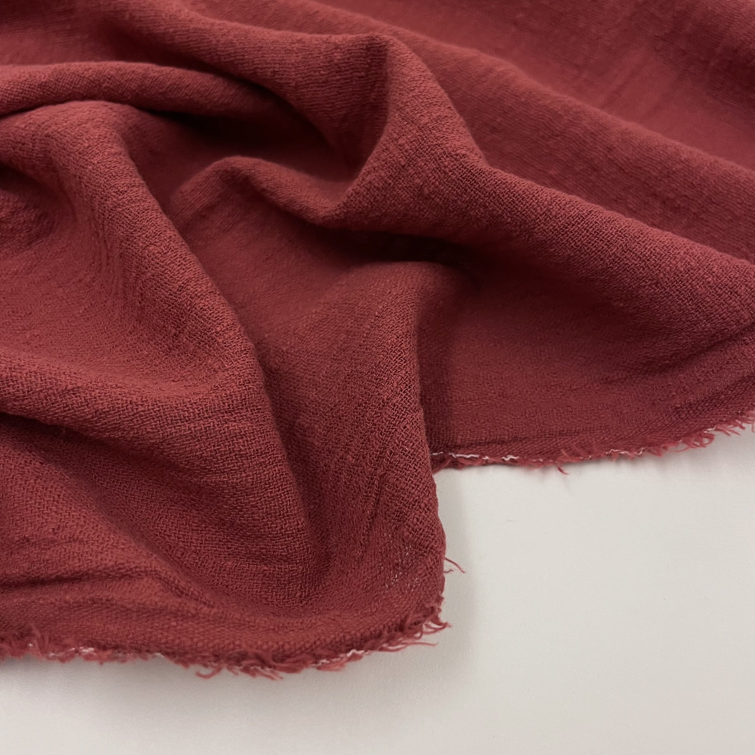 Hey Sew Sister - Lightweight Slub Cotton Fabric - Brick Red 4.jpeg