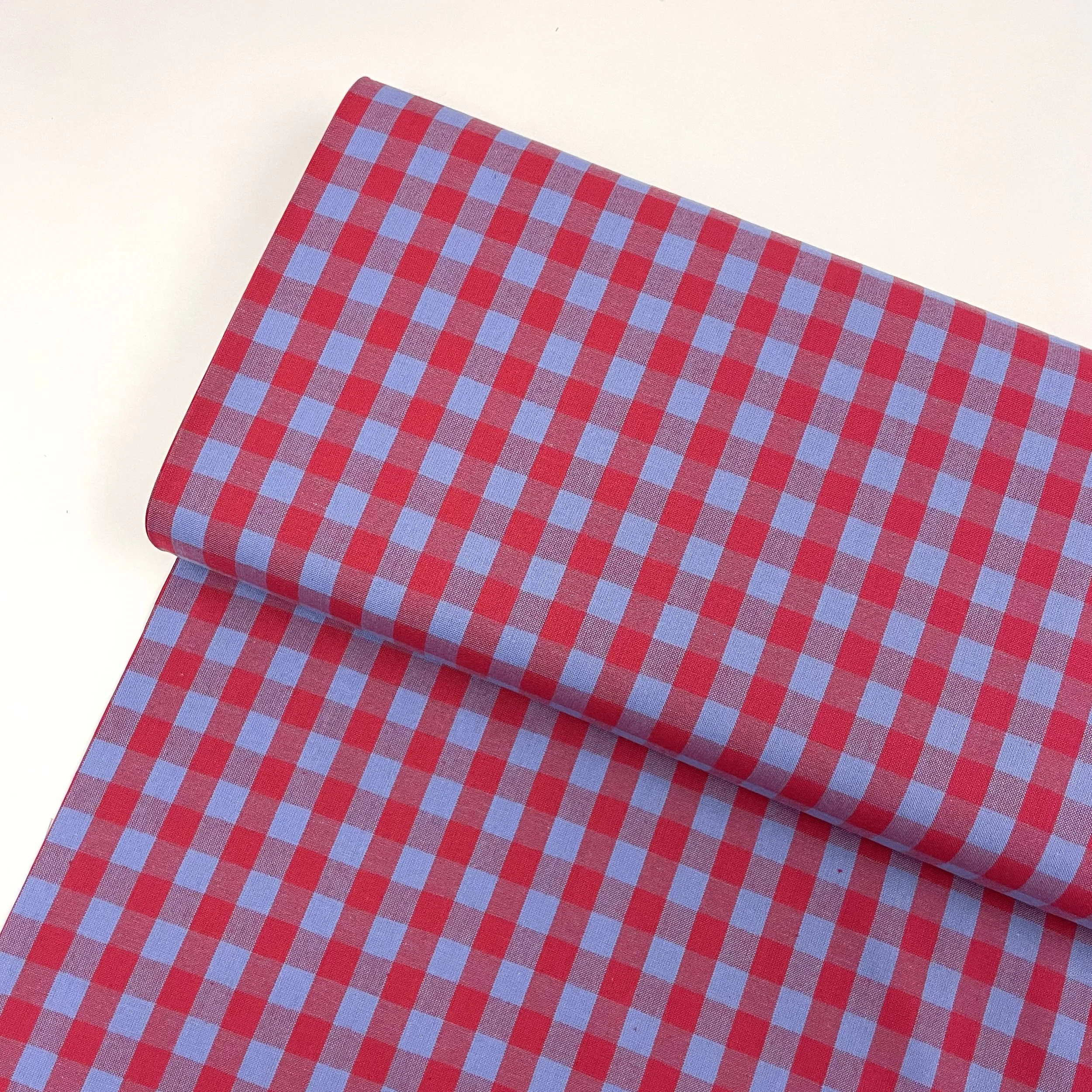 Hey Sew Sister - Yarn Dyed Cotton Gingham Plaid Fabric - Blue and Red - Jester 1.jpeg