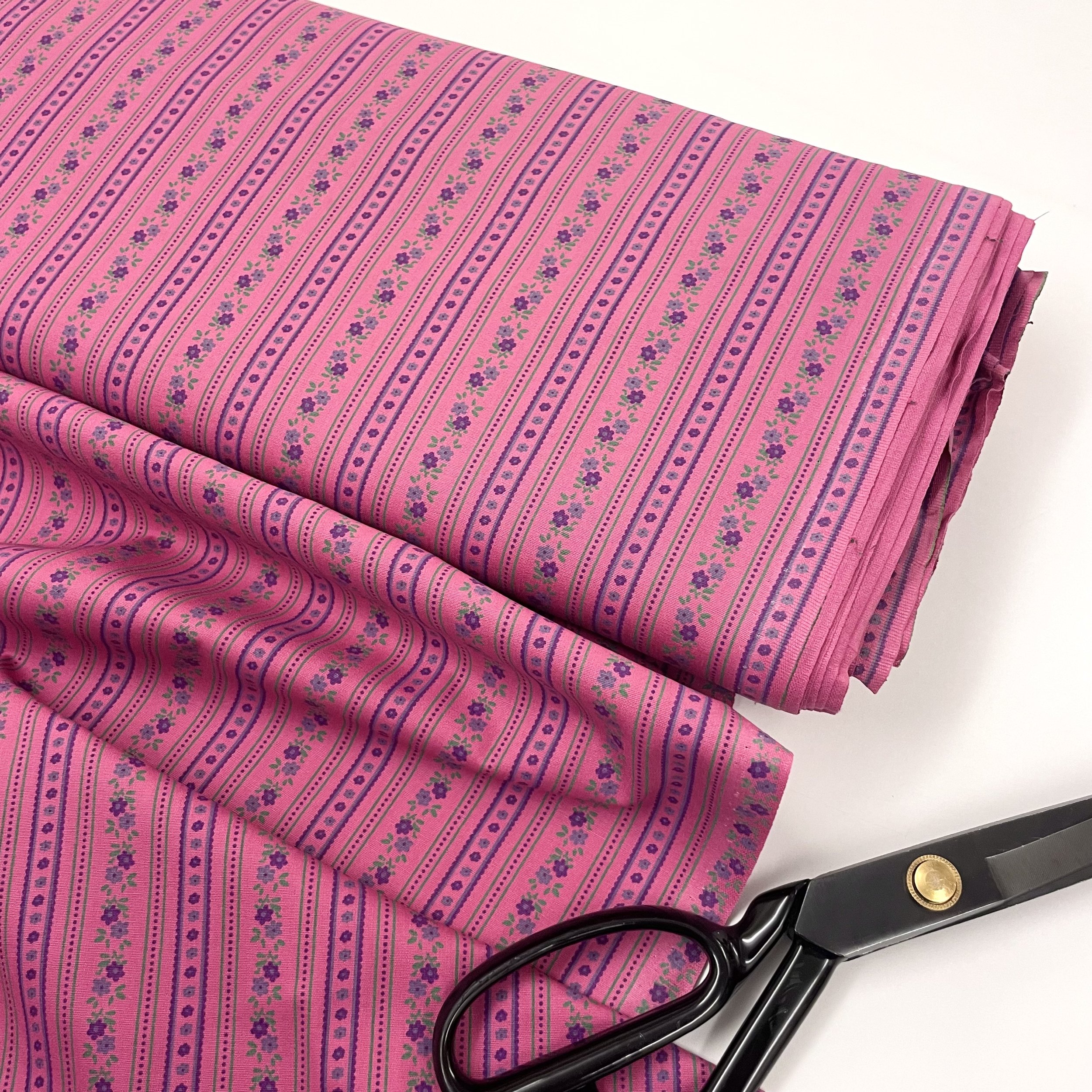 Margot - Wallpaper Floral Stripe Print Cotton Poplin Fabric - Pink 2.jpeg