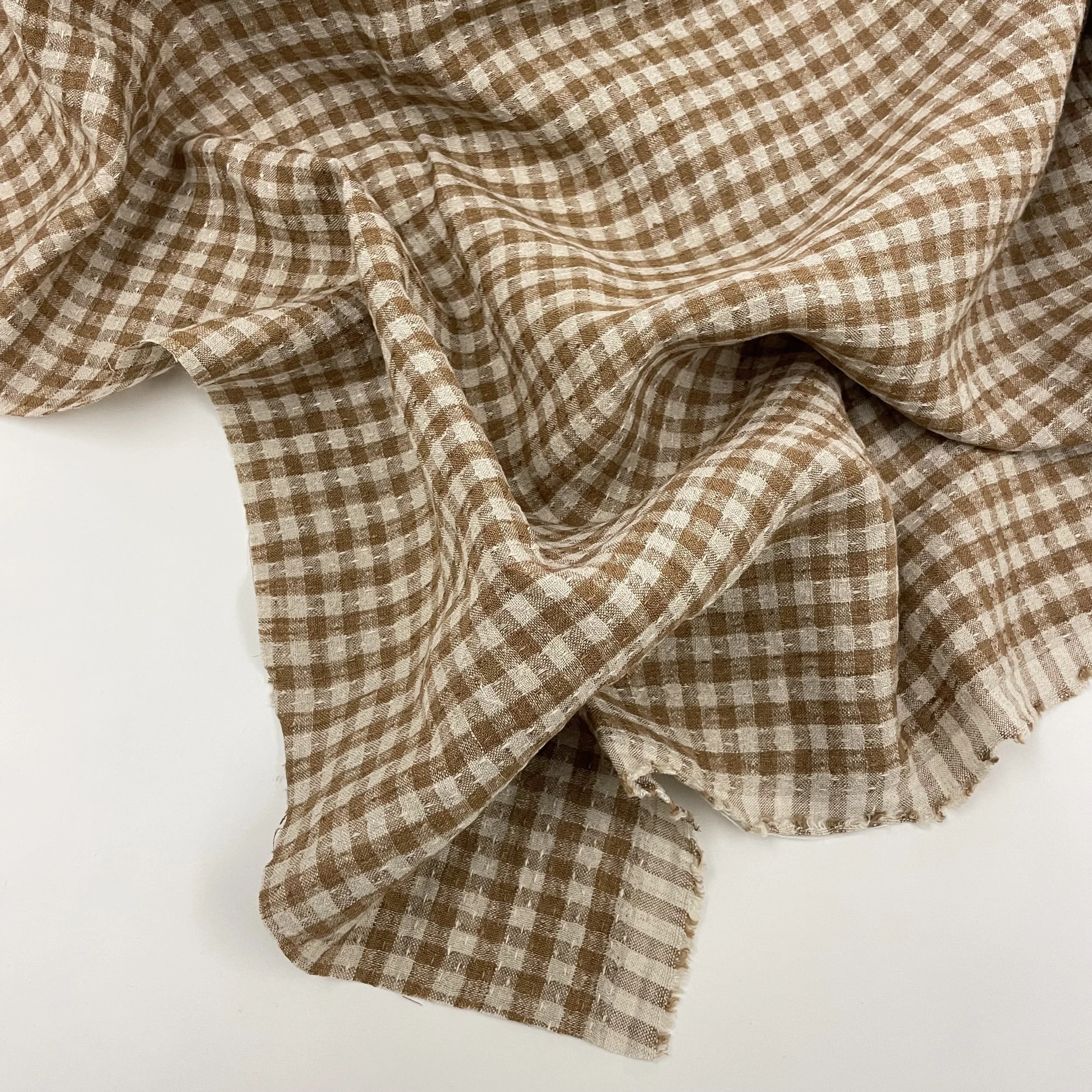 Hey Sew Sister - Yarn Dyed Dobby Gingham European Linen - Biscuit Natural 2.jpeg