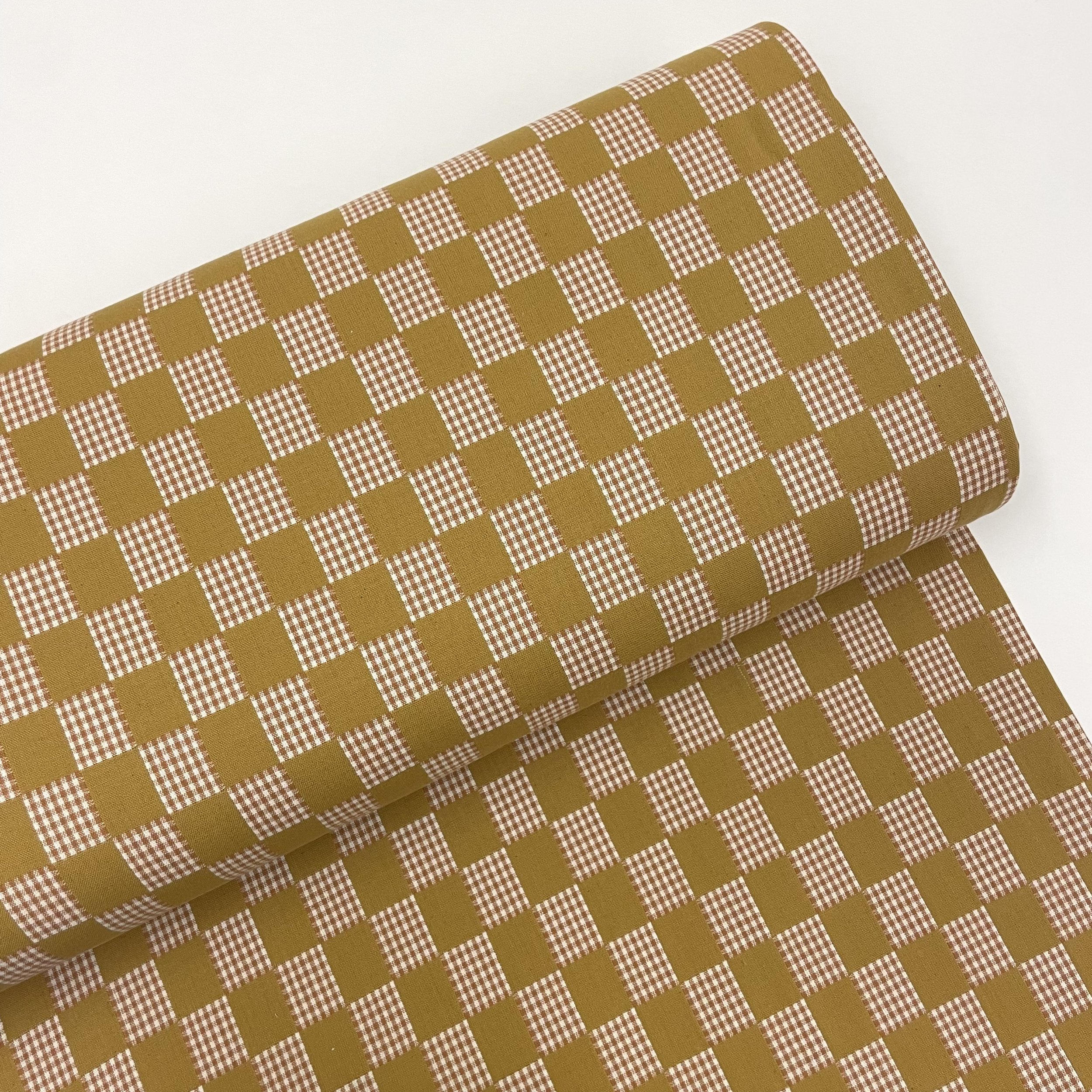 Hey Sew Sister - Olive Check from Checkmate by Fableism - Check Gingham Cotton Fabric 1.jpeg
