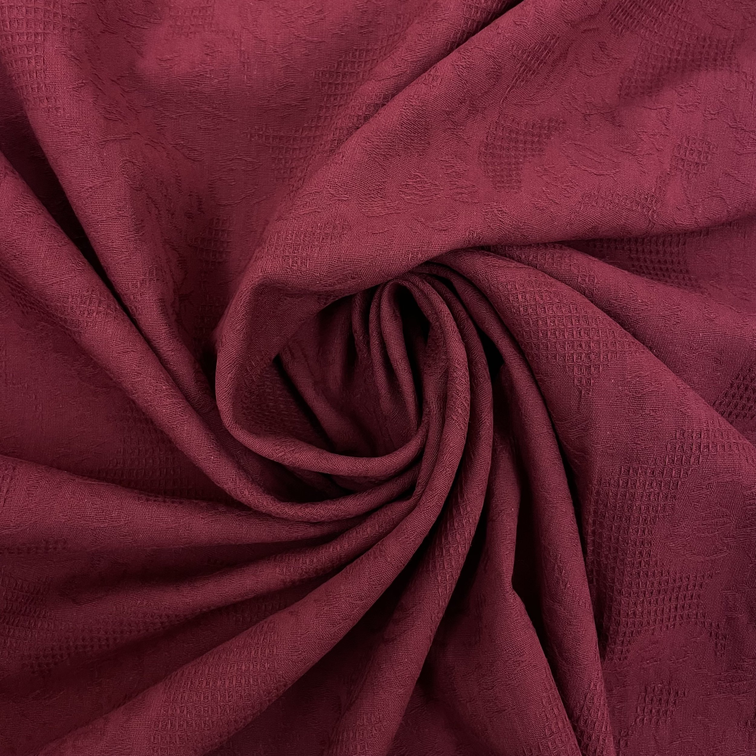 Hey Sew Sister - Floral Waffle Cotton Jacquard - Burgundy 2.jpeg