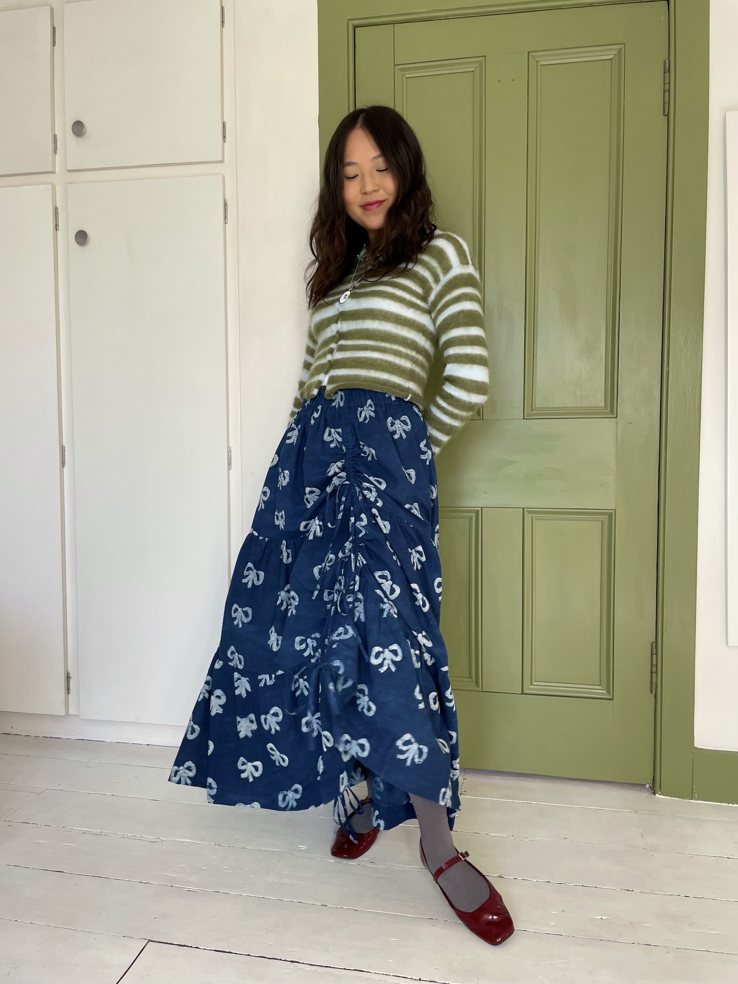 Hey Sew Sister - Georgie Bowie Block Print Organic Cotton Fabric Tiered Skirt Sample 4.jpeg