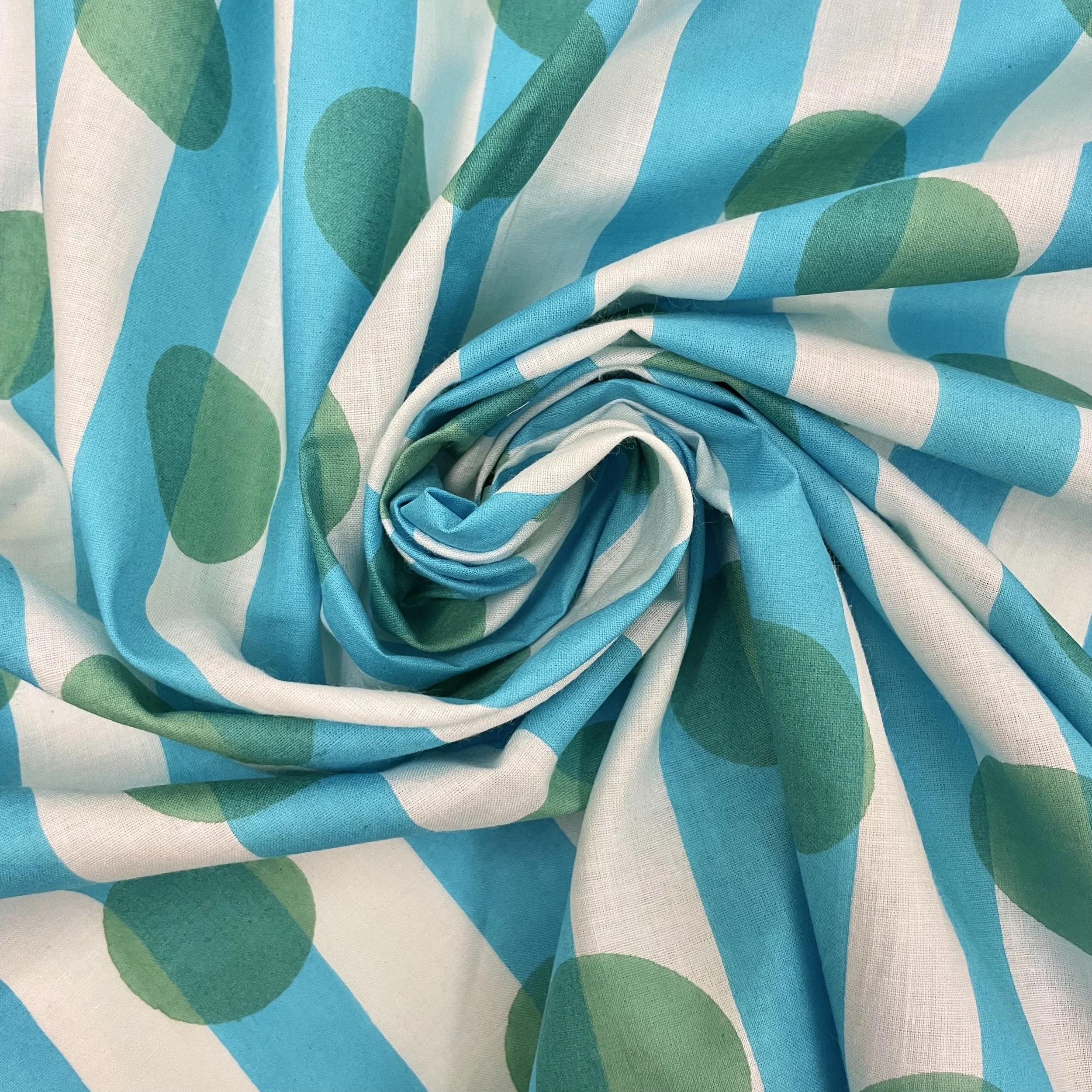 Hey Sew Sister- Boba Stripe - Polka Dot Stripe Screen Print Indian Cotton Fabric - Blue Raspberry 3.jpeg
